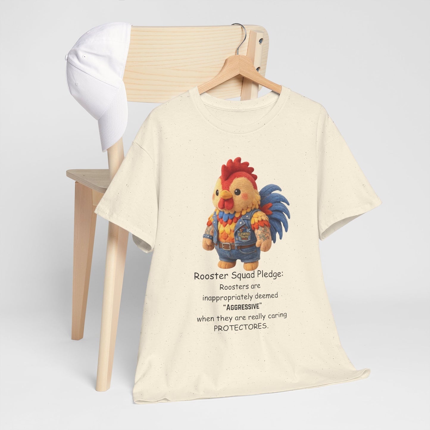 Rooster Squad Pledge T‑Shirt — Cute Protective Rooster Illustration Tee