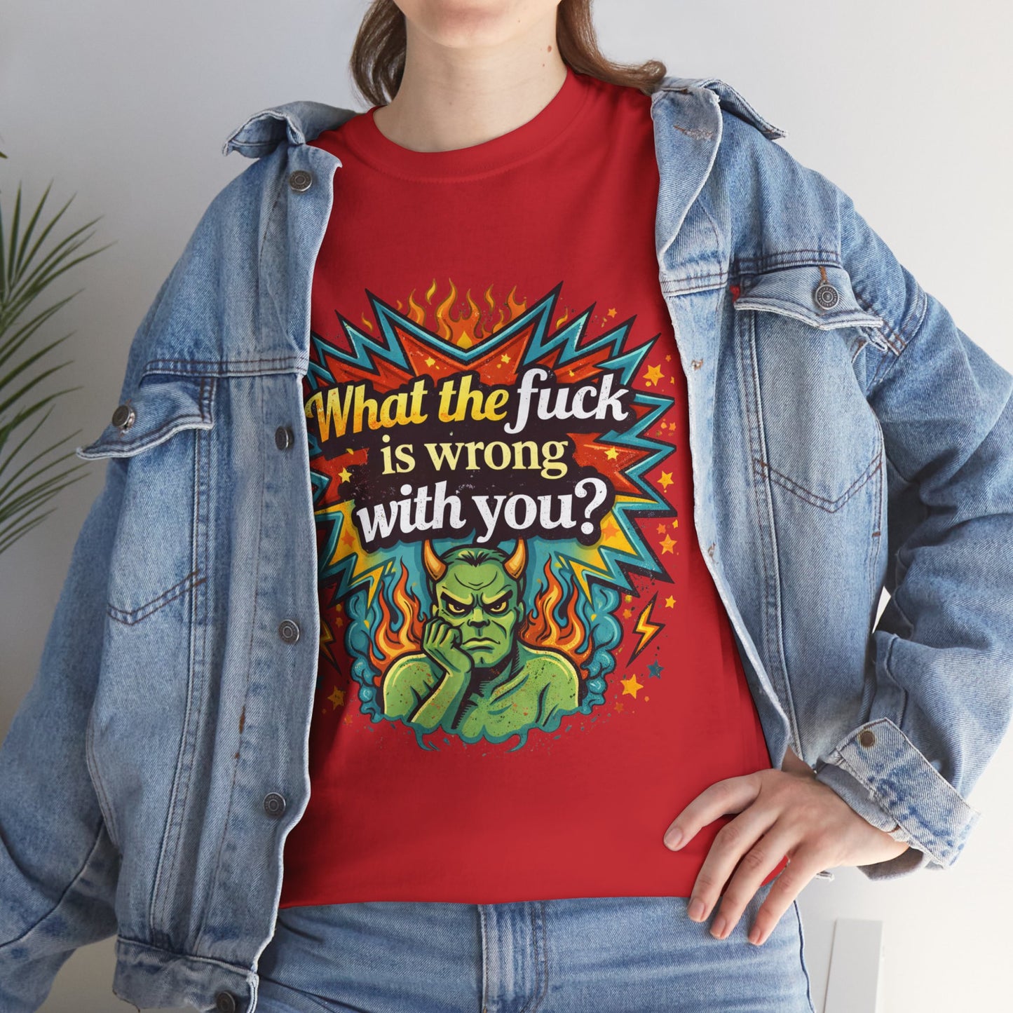 Graphic Tee — "What the F**k Is Wrong With You?" Retro Demon Design