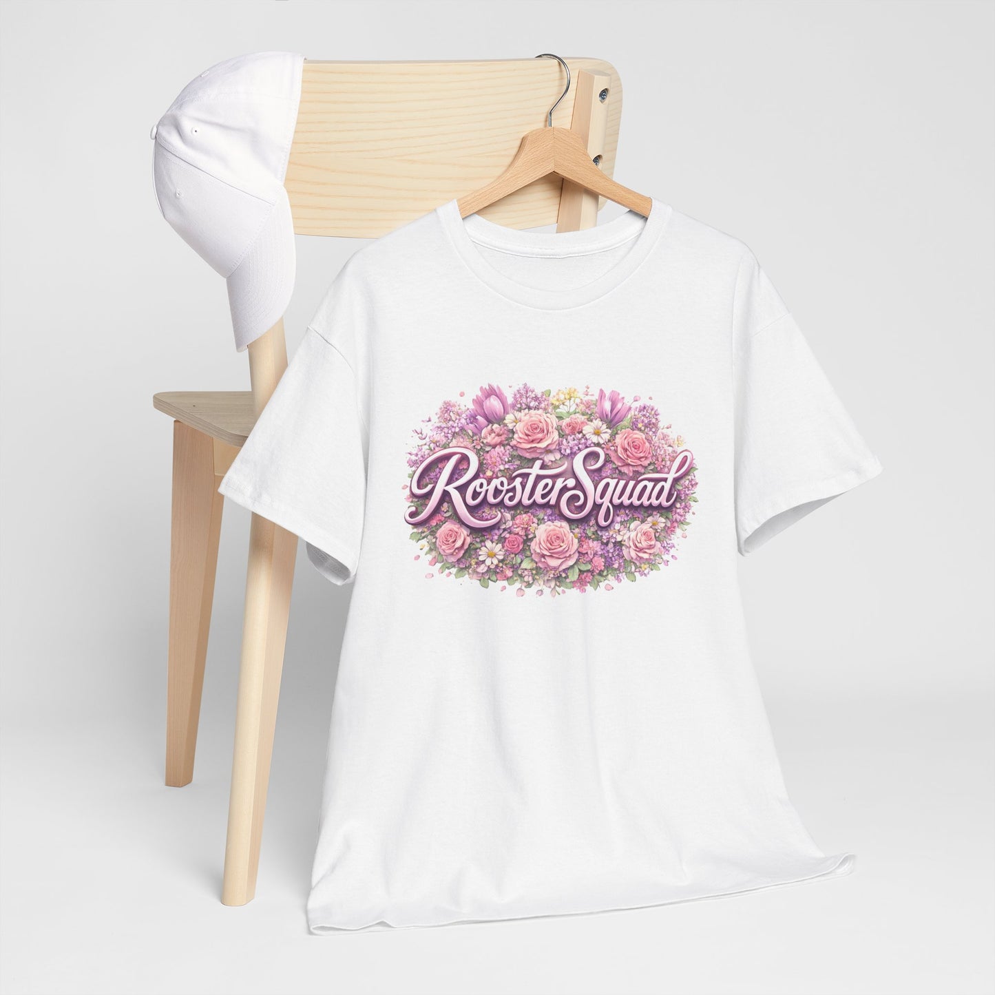 Rooster Squad Floral Tee — Vintage Pink Floral Graphic Shirt