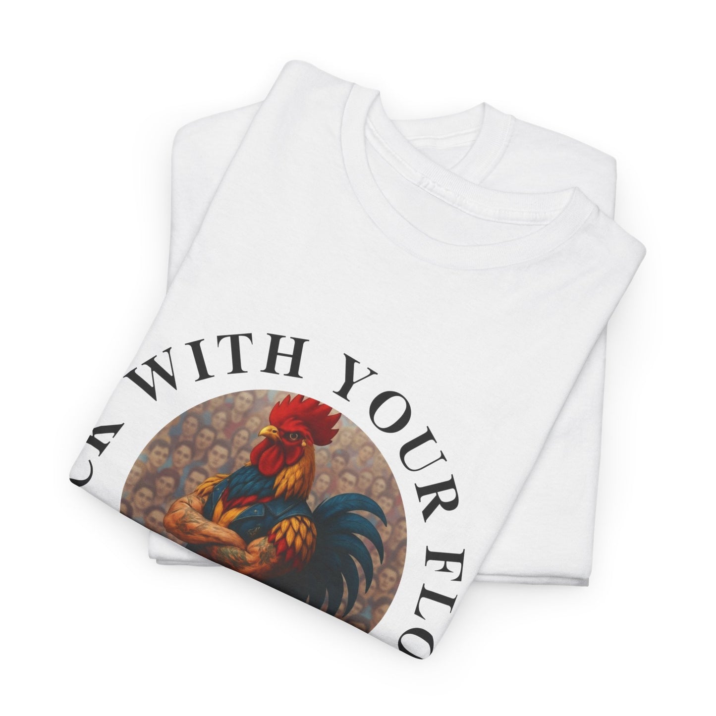Rooster Squad Tee — "Rock With Your Flock" Vintage Rooster Graphic T-Shirt