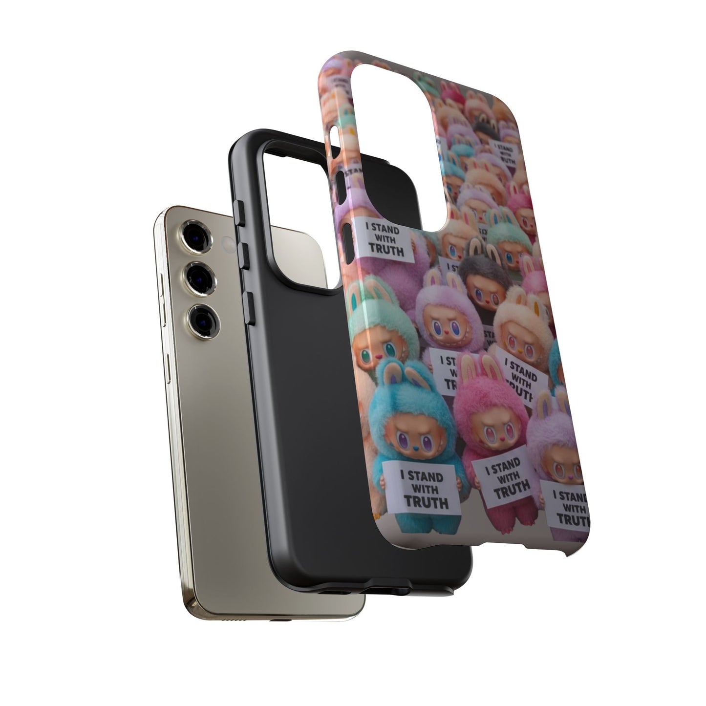 Cute Labubu  Phone Case — "I Stand With Truth" Pastel Doll Design