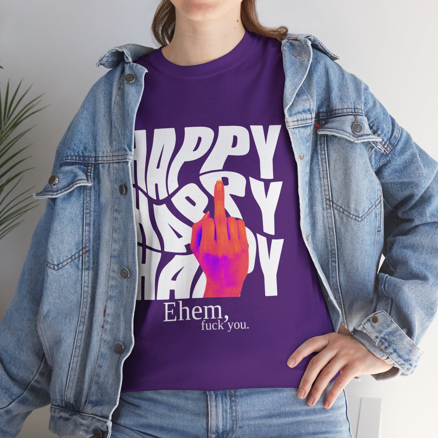 Happy Middle Finger Tee — "Ehem, fuck you." Graphic T-Shirt