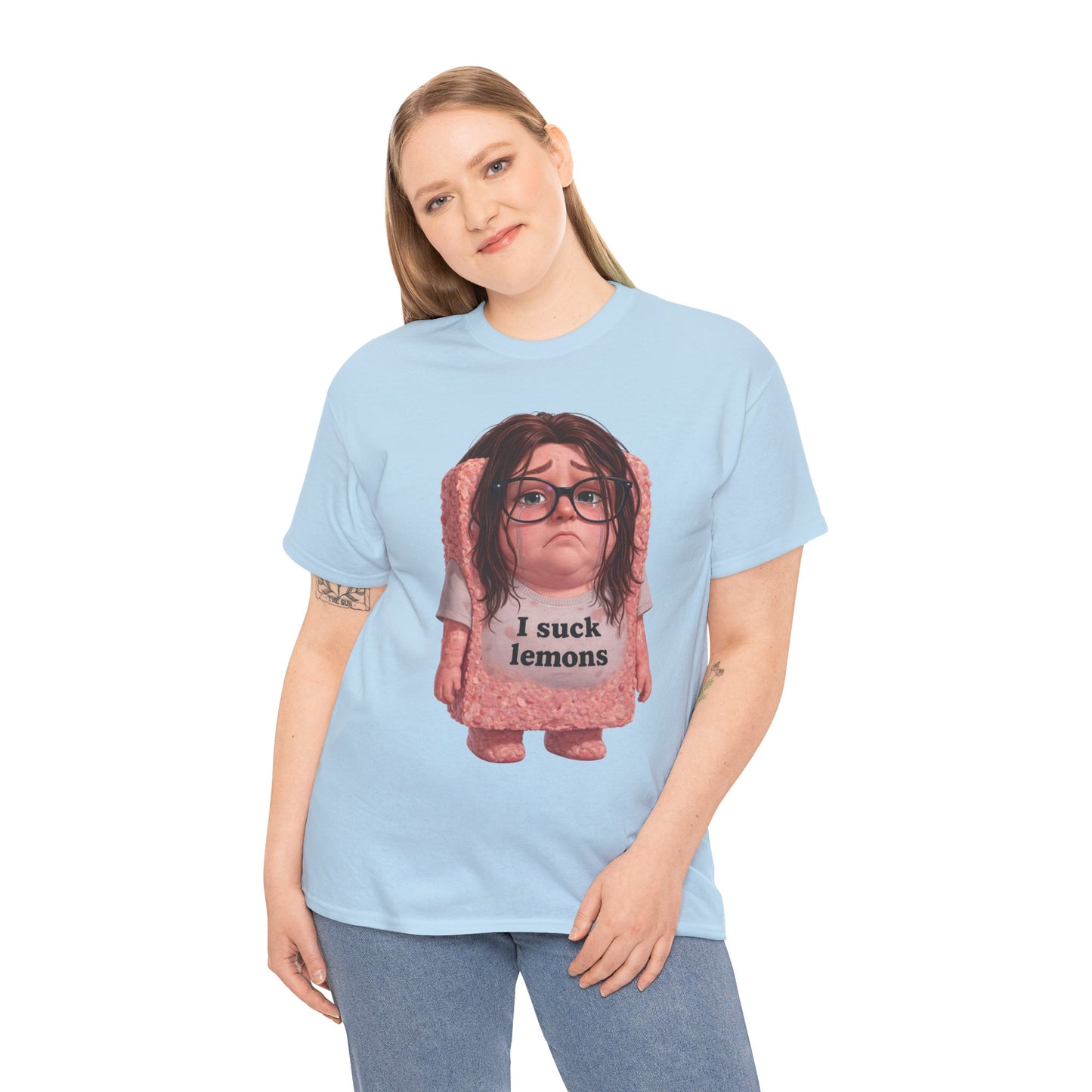 Graphic Tee — Cute Sad SPAM  Character with 'I suck lemons' Slogan