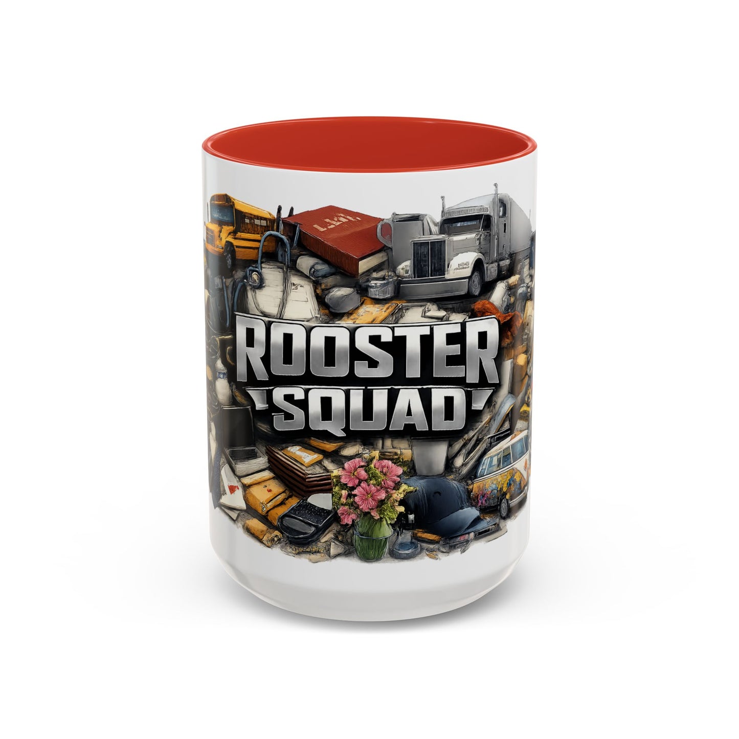 Rooster Squad Accent Coffee Mug — 'Rooster Squad, Loud and Proud' Bright Ceramic Mug