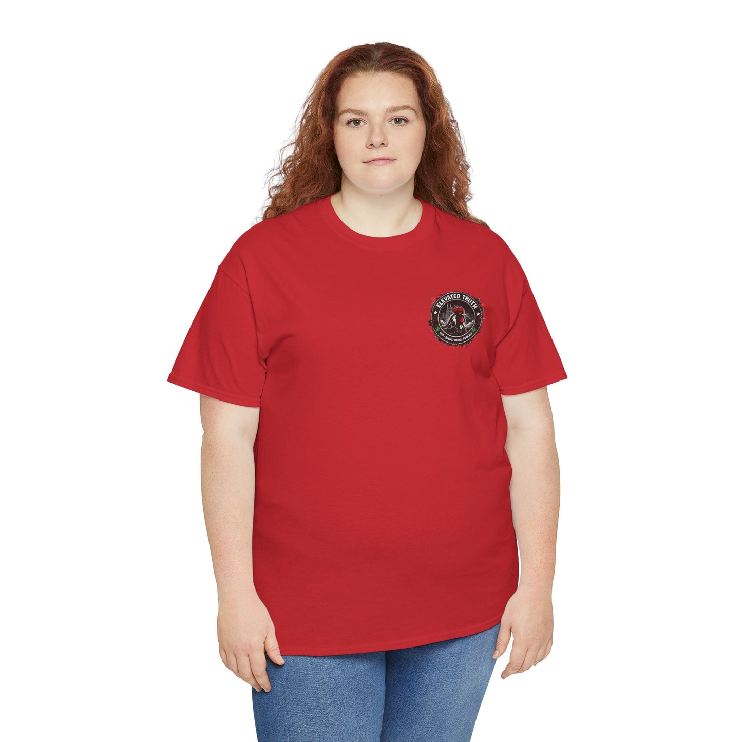Rooster Squad Graphic Tee — Vintage Firefighter-Style Back Print