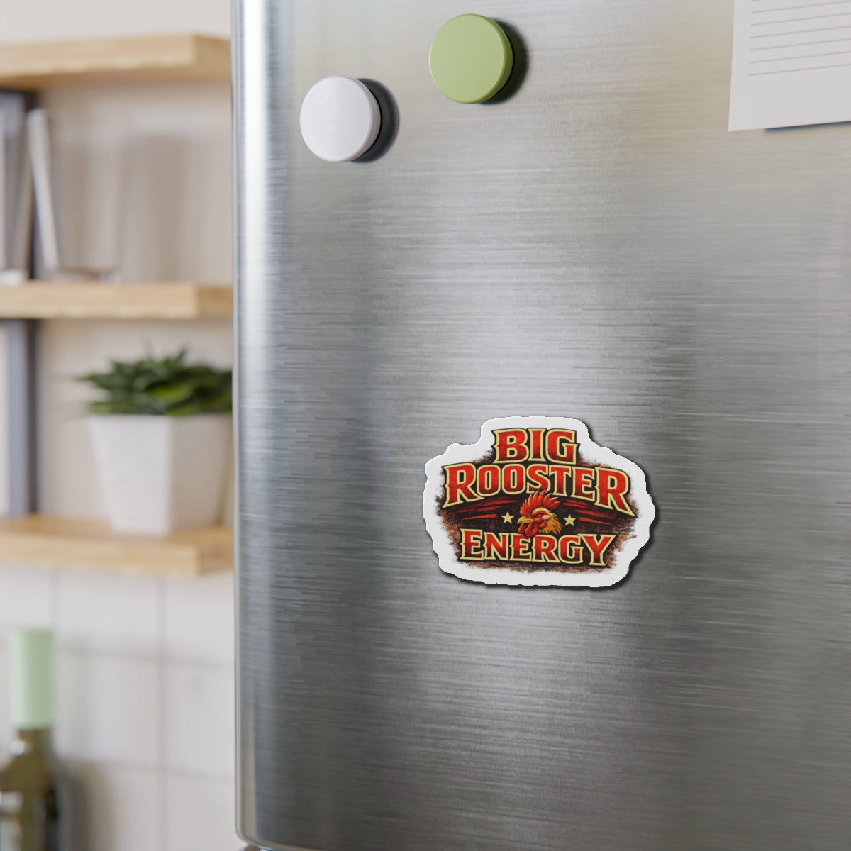 Big Rooster Energy Die-Cut Magnet — Vintage Rooster Fridge Sticker