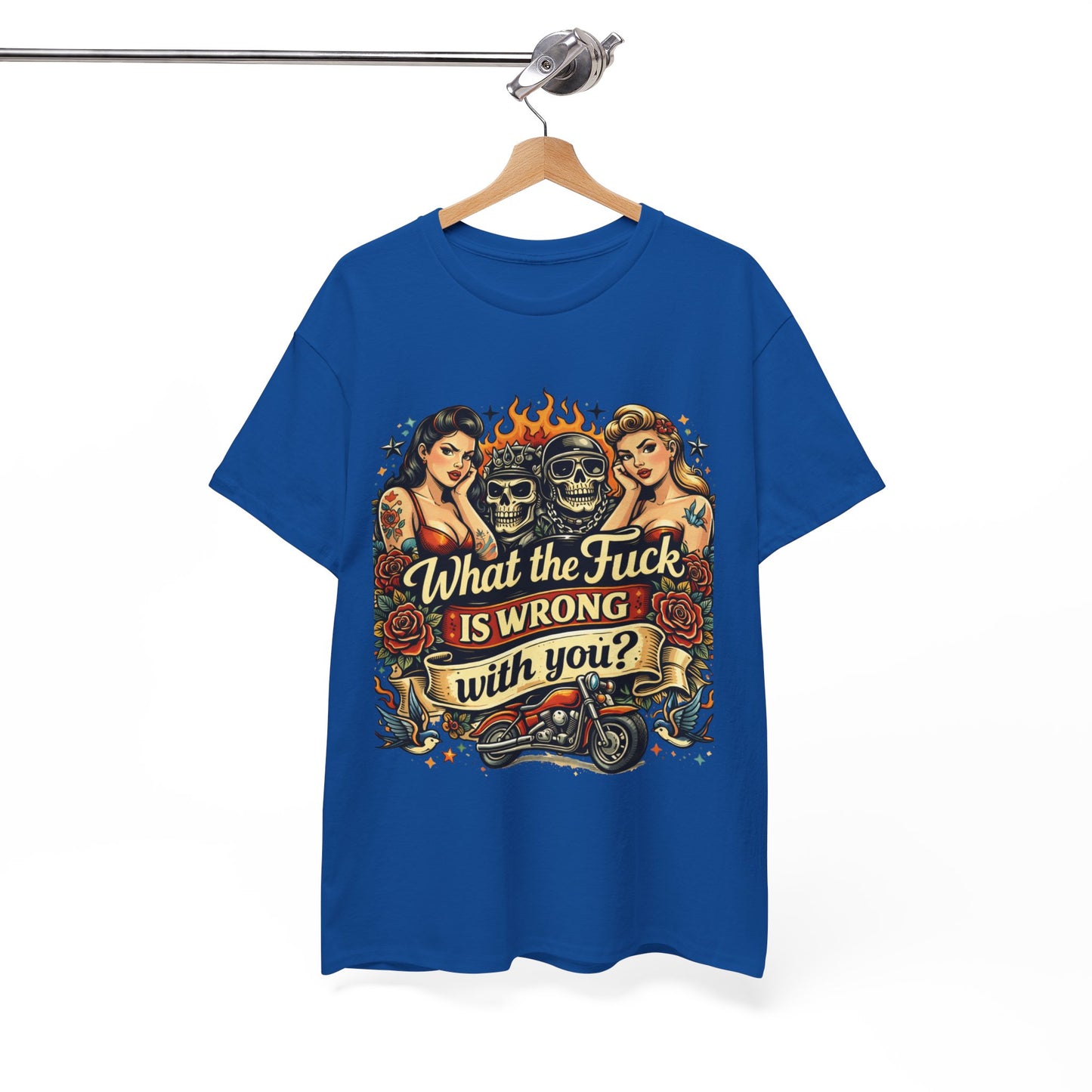 Vintage Skull & Pinup Tattoo Design __What the F*ck Is Wrong With You? Graphic Tee —