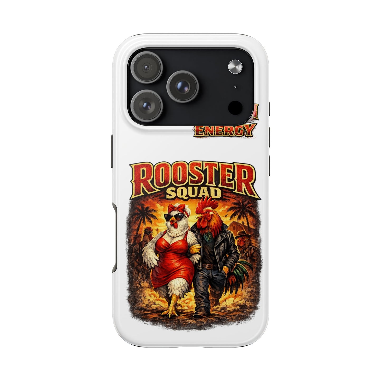 Rooster Squad Tough Phone Case – "Big Hen Energy" Retro Chicken Couple Design