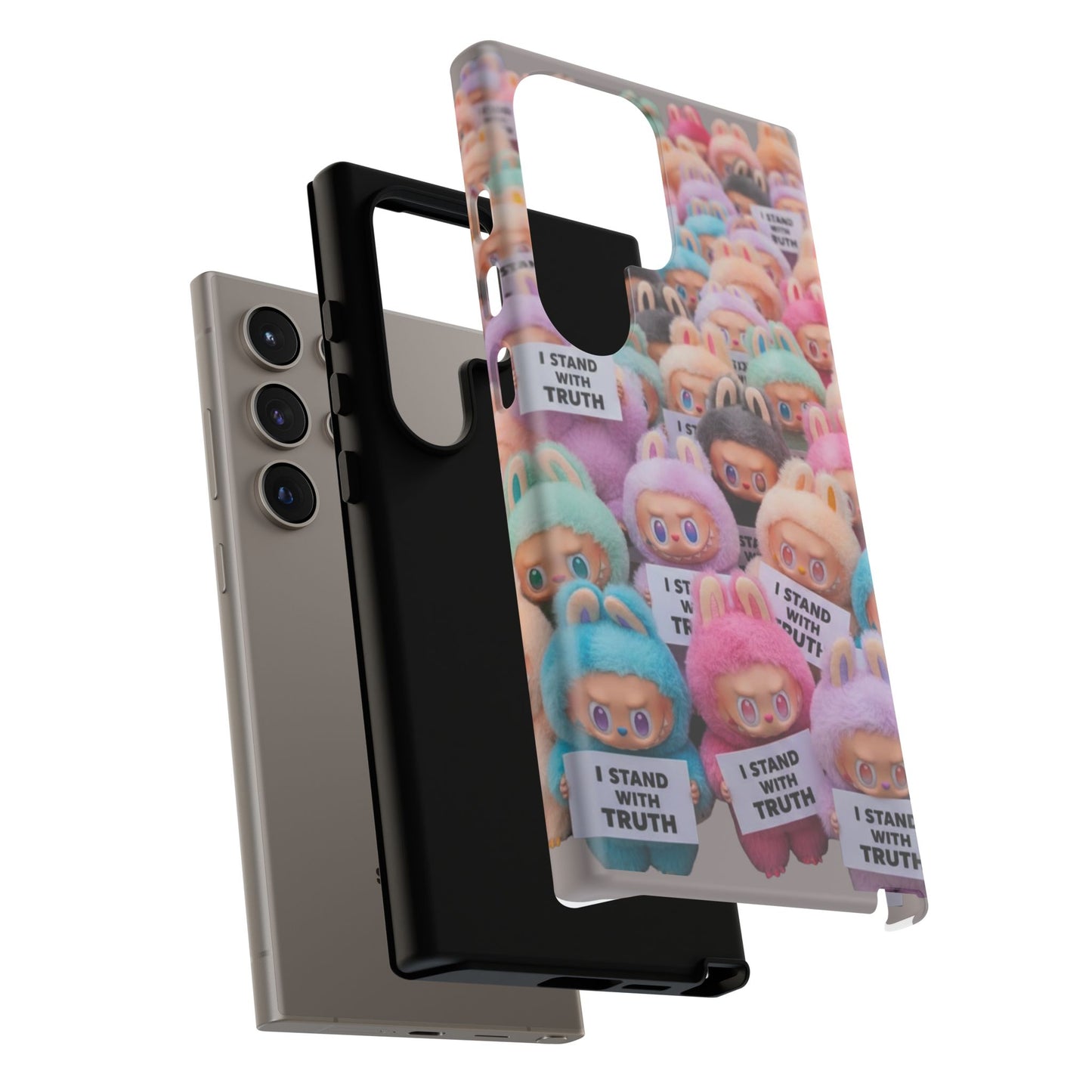Cute Labubu  Phone Case — "I Stand With Truth" Pastel Doll Design