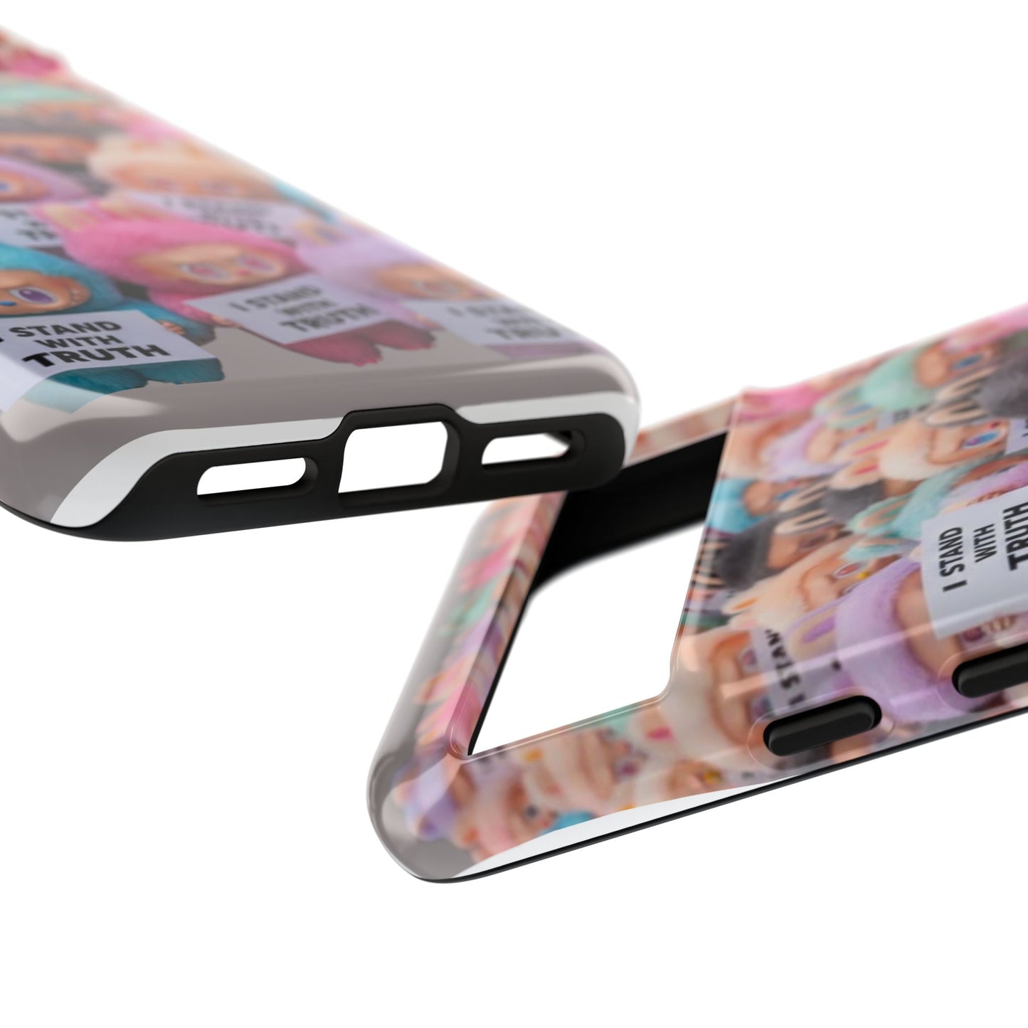 Cute Labubu  Phone Case — "I Stand With Truth" Pastel Doll Design