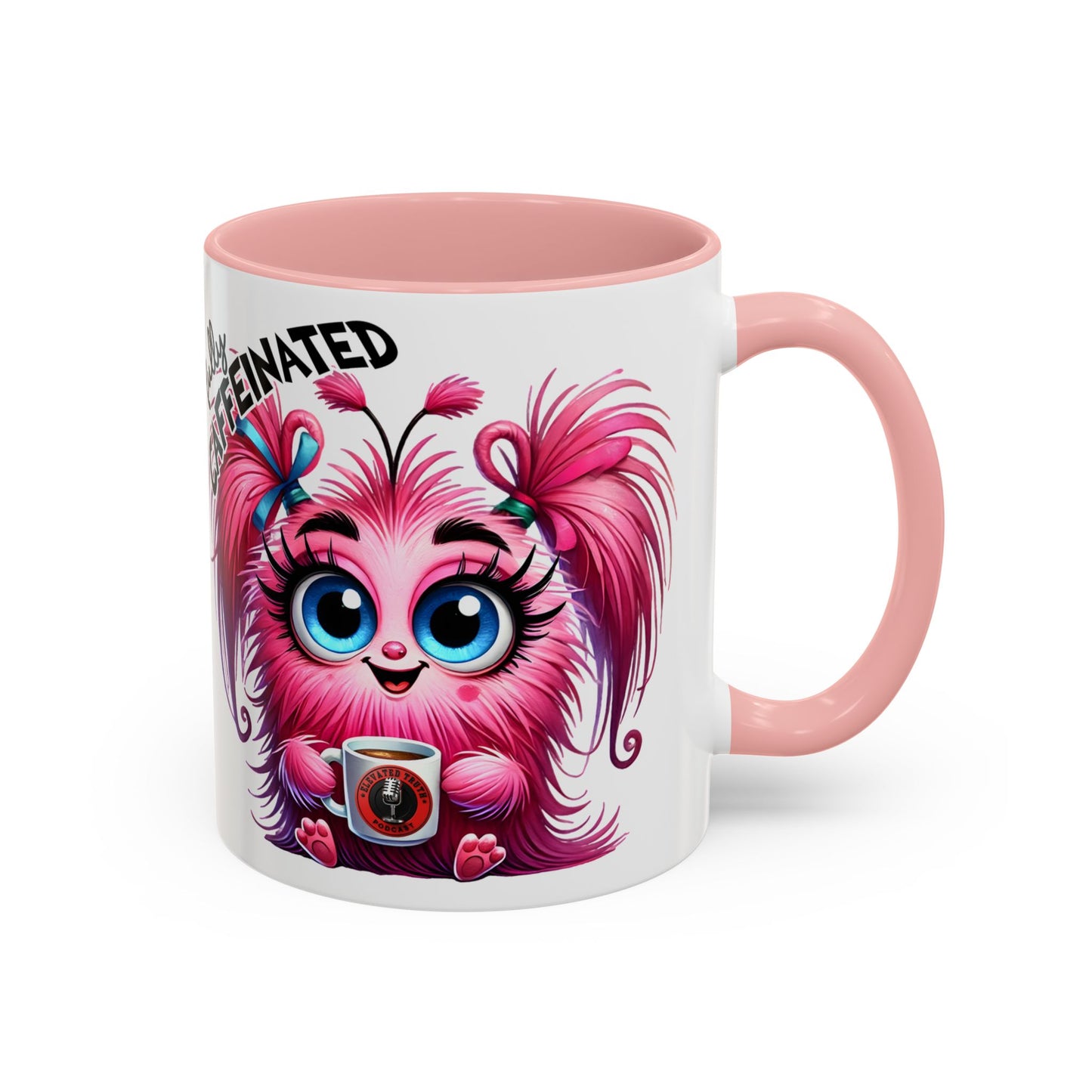 Accent Coffee Mug — "Scary Before Coffee, Extra Sparkly Cute After Coffee" Cute Girl Monster Coffee Mug (Girlfriend Gift)