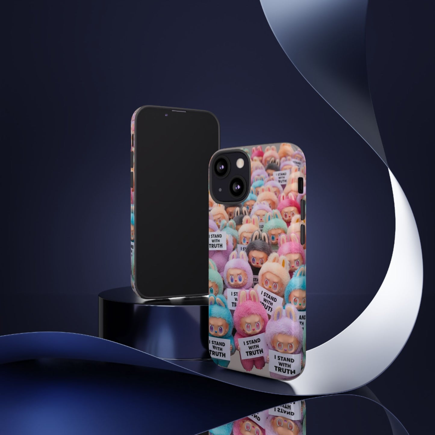Cute Labubu  Phone Case — "I Stand With Truth" Pastel Doll Design
