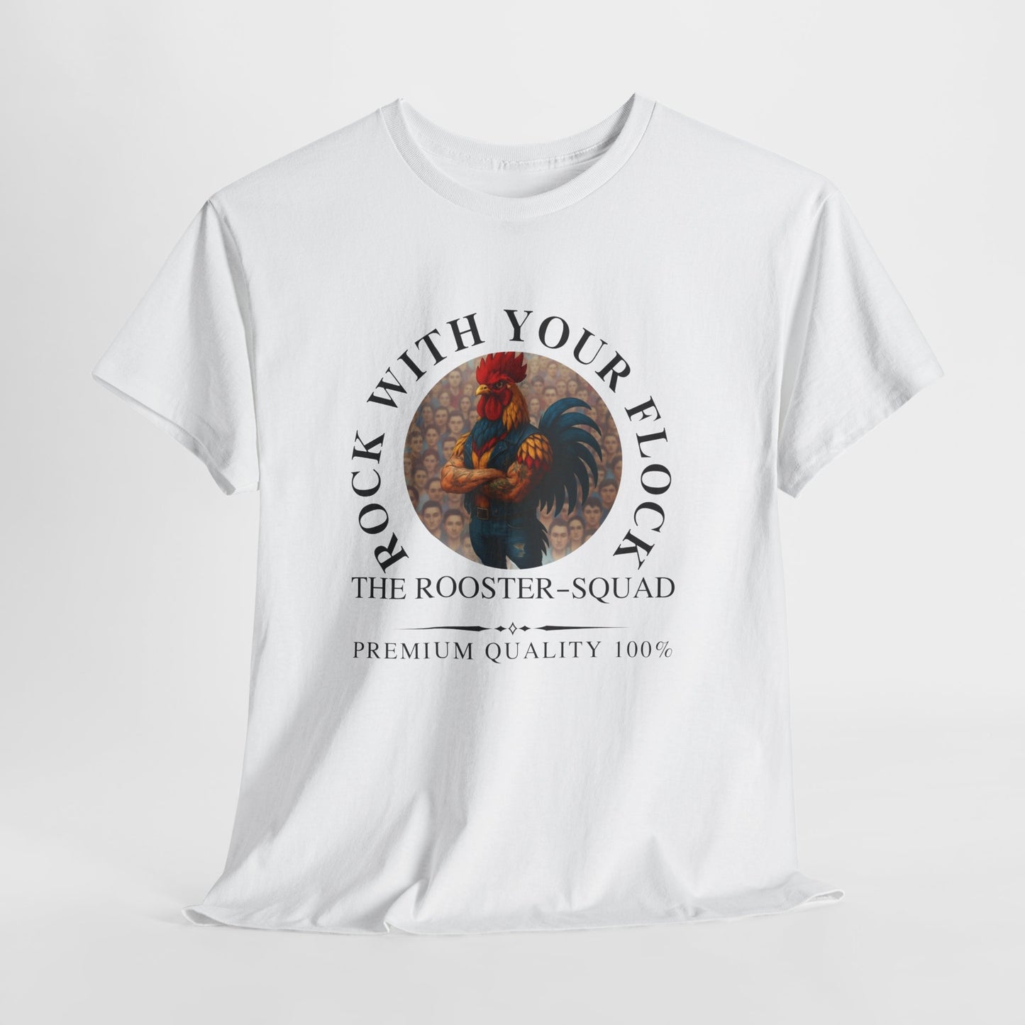 Rooster Squad Tee — "Rock With Your Flock" Vintage Rooster Graphic T-Shirt