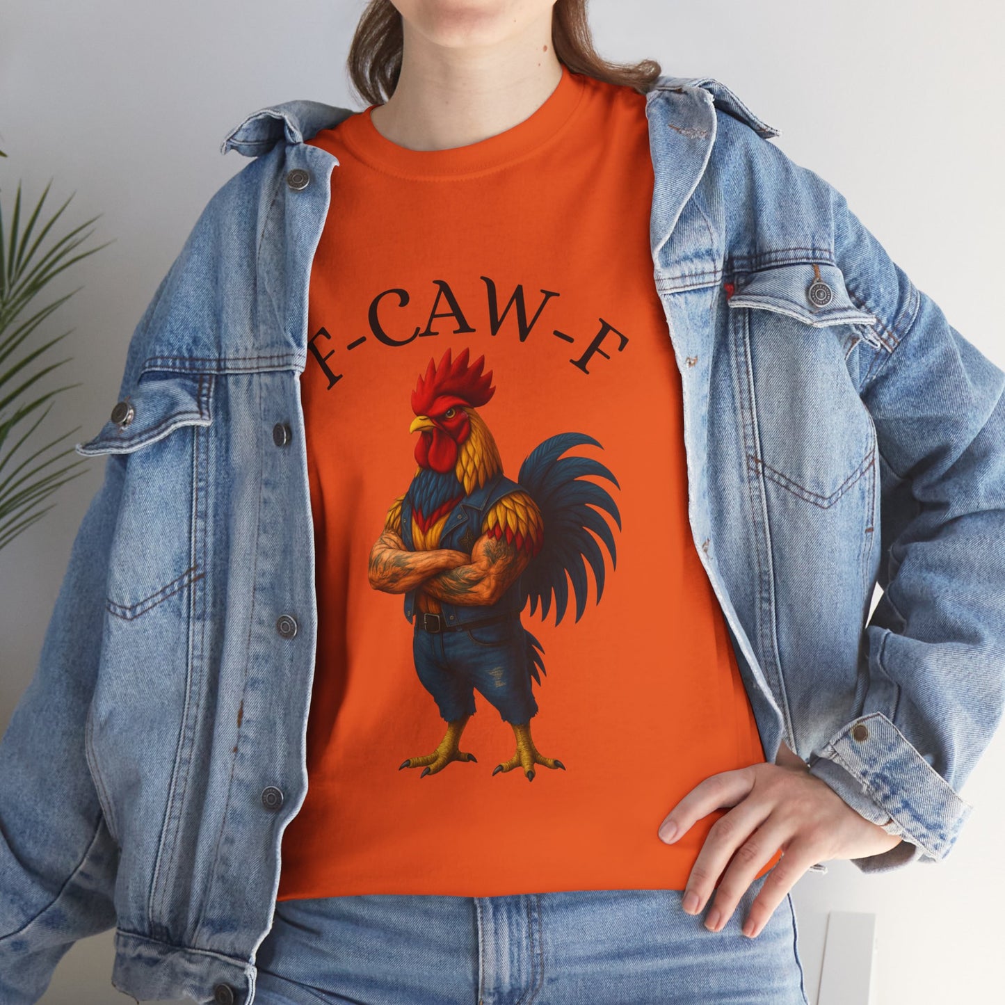 F-CAW-F Rooster Graphic Tee — Funny Rooster Illustration Shirt