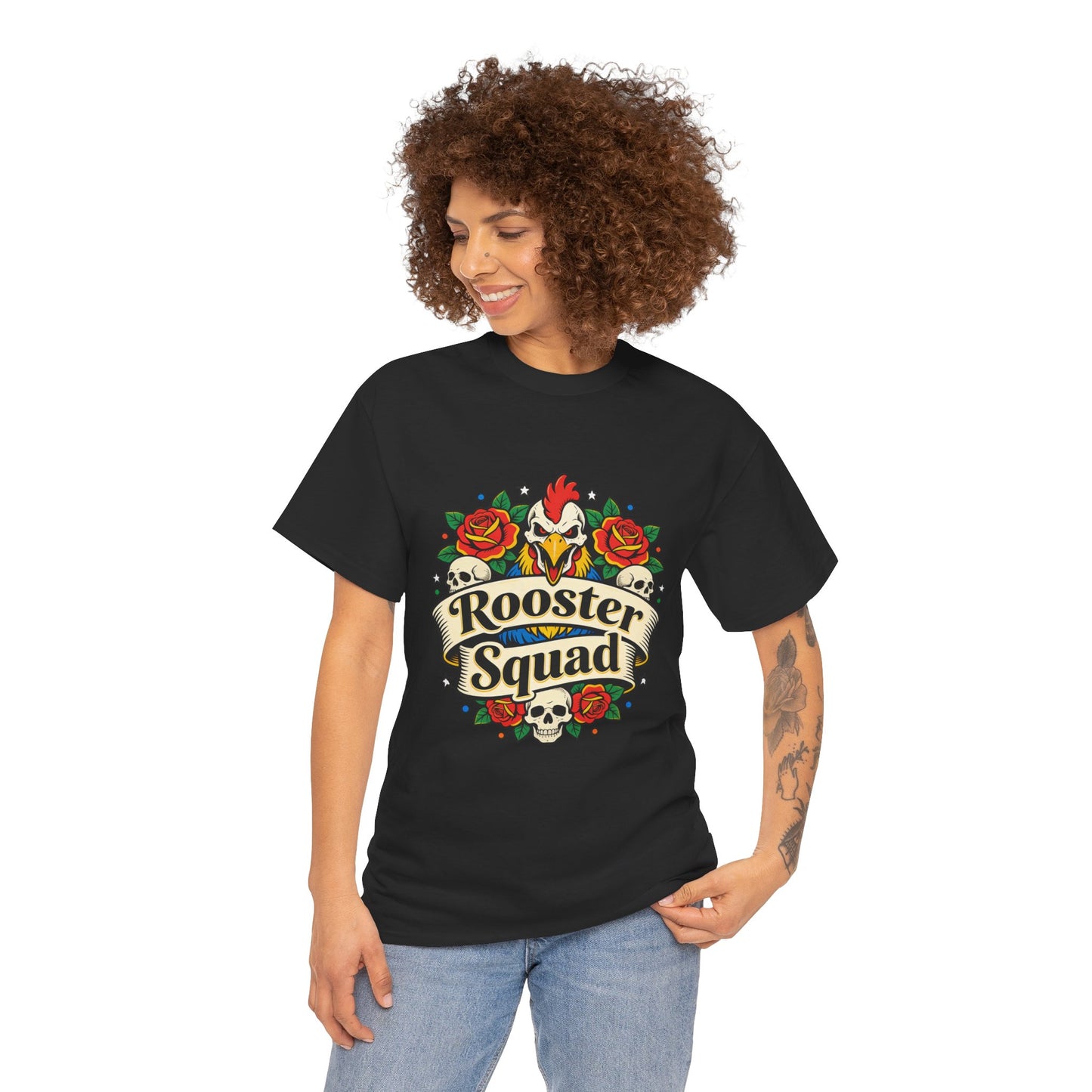 Rooster Squad T-Shirt — Vintage Tattoo Floral Rooster Tee