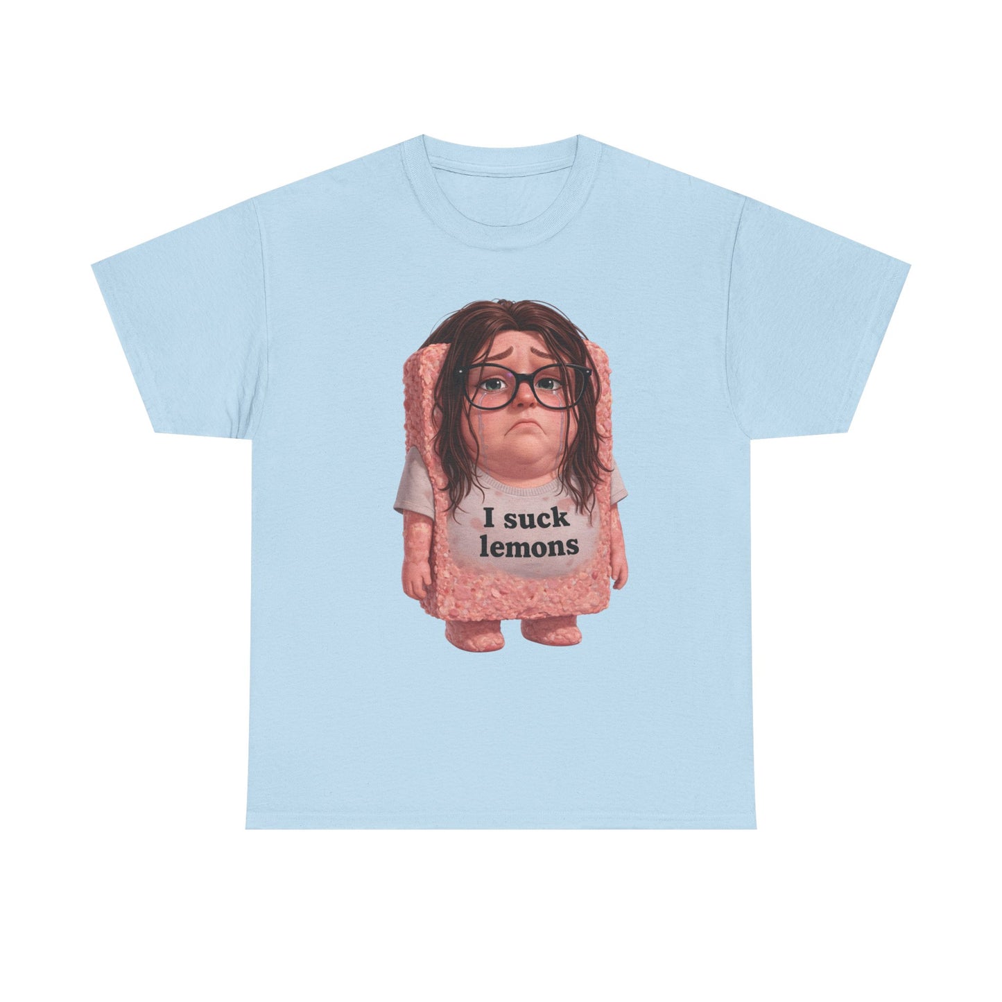 Graphic Tee — Cute Sad SPAM  Character with 'I suck lemons' Slogan