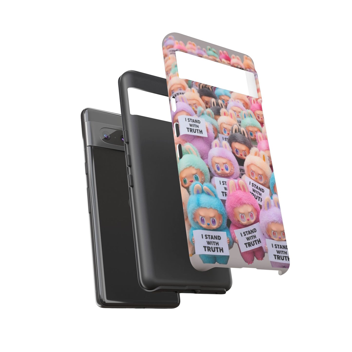 Cute Labubu  Phone Case — "I Stand With Truth" Pastel Doll Design