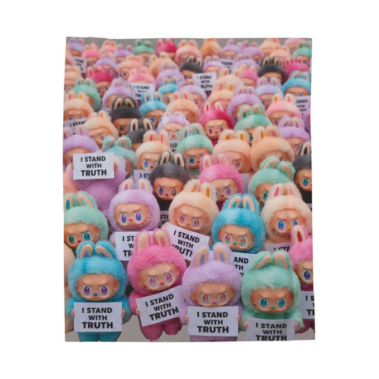 LABUBU  Blanket — Cute Labubu Doll Pattern, "I Stand With Truth" Cozy Throw