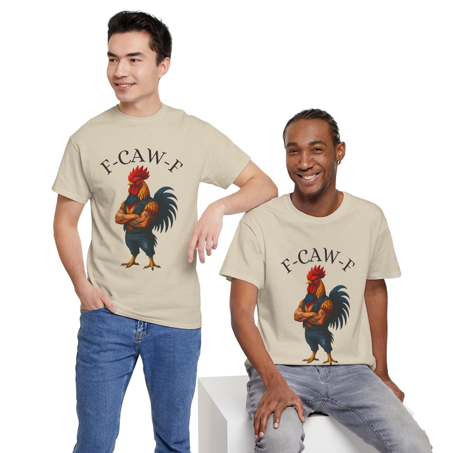 F-CAW-F Rooster Graphic Tee — Funny Rooster Illustration Shirt