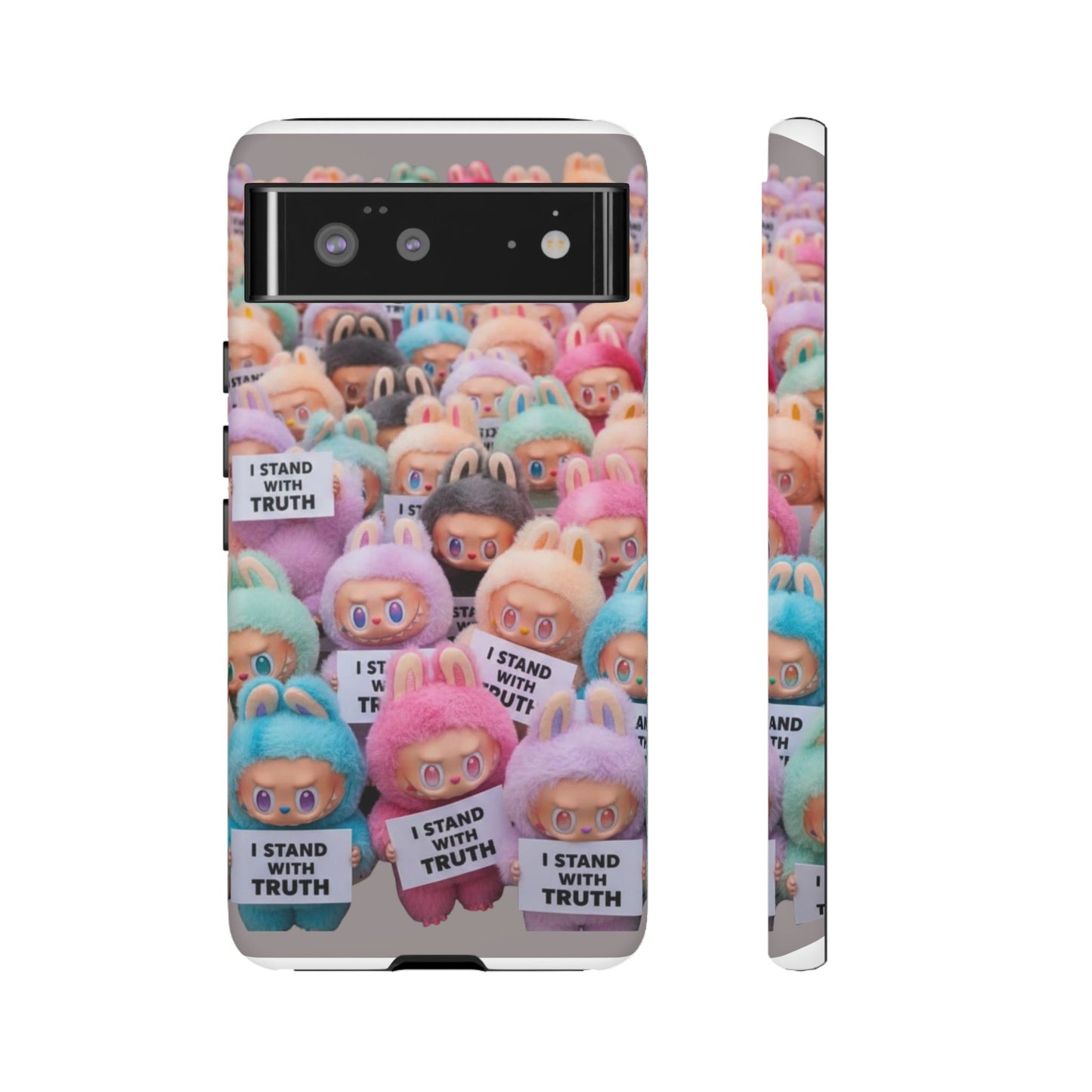 Cute Labubu  Phone Case — "I Stand With Truth" Pastel Doll Design