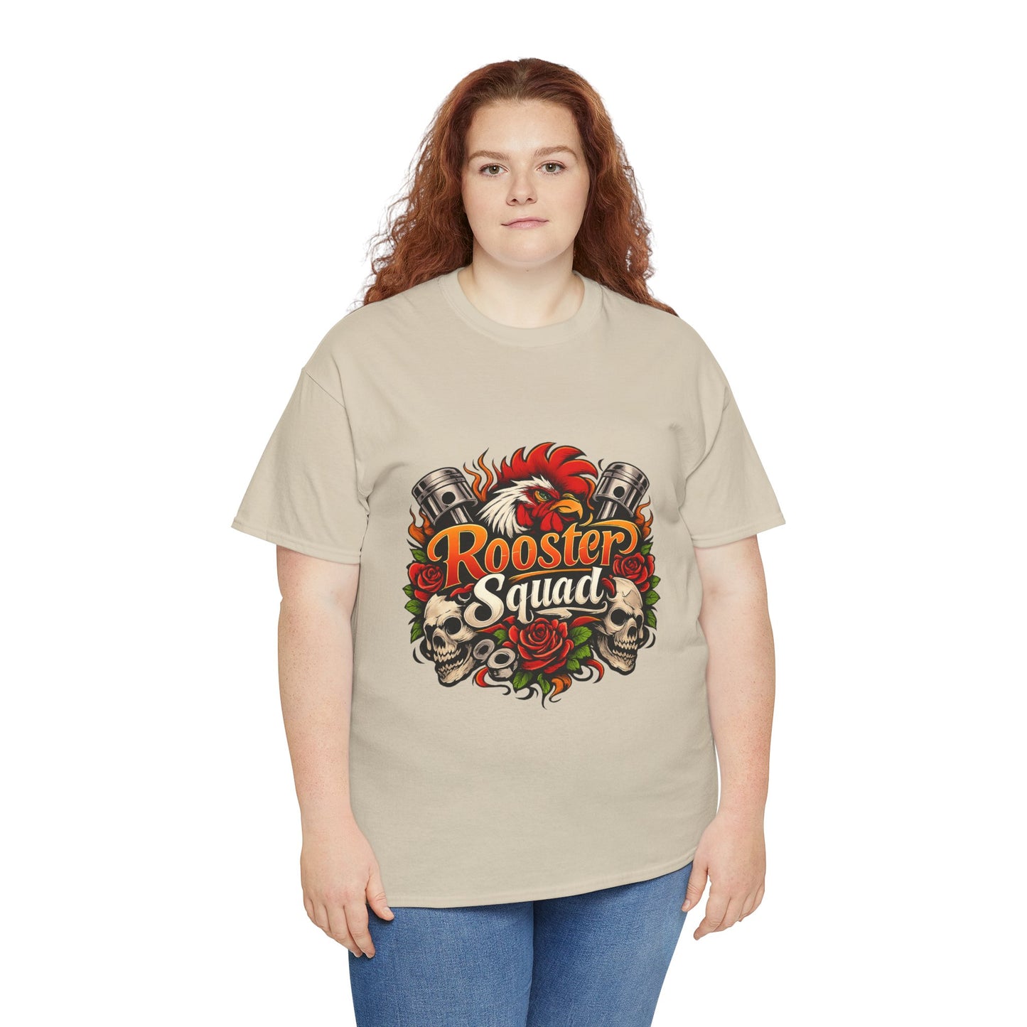 Rooster Squad Graphic Tee — Retro Skull & Pistons Vintage Motorcycle Shirt