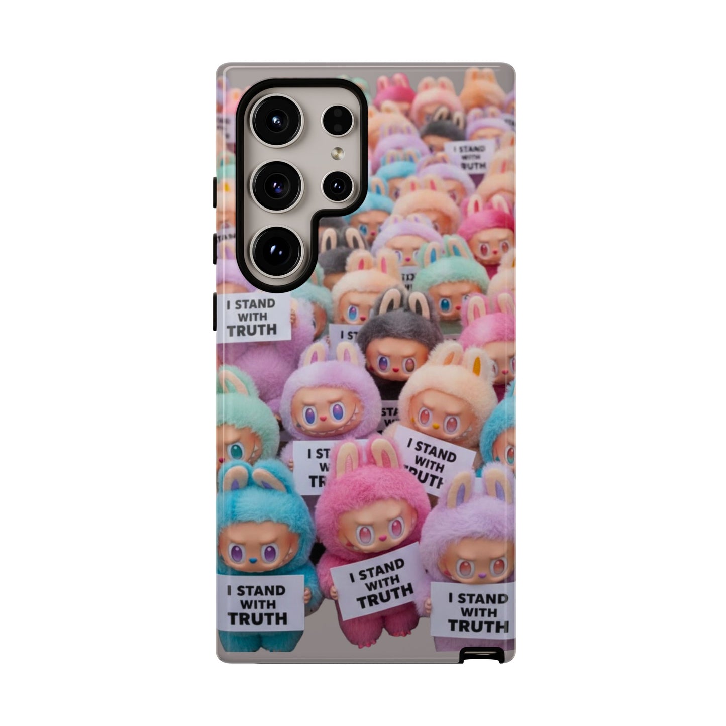 Cute Labubu  Phone Case — "I Stand With Truth" Pastel Doll Design