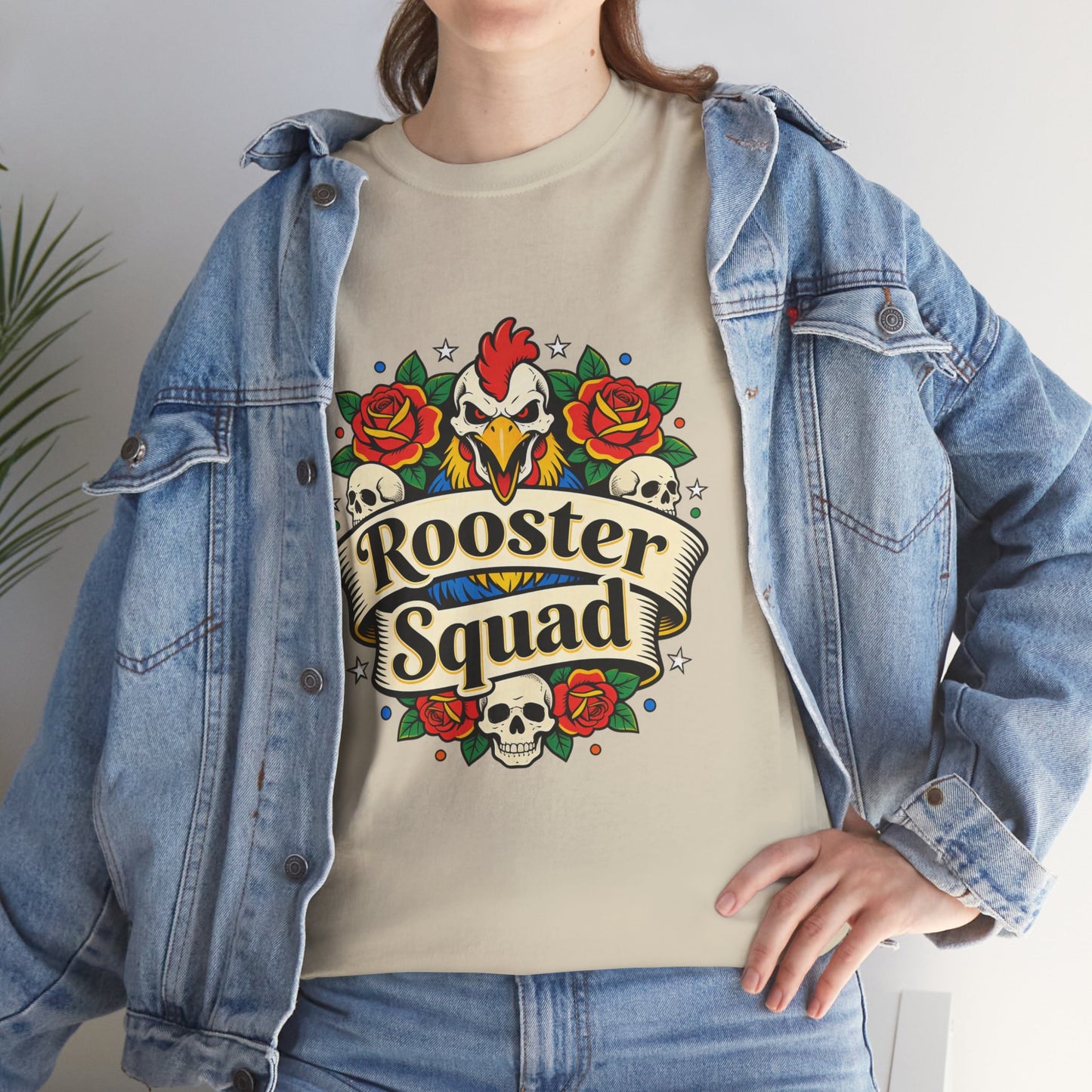Rooster Squad T-Shirt — Vintage Tattoo Floral Rooster Tee
