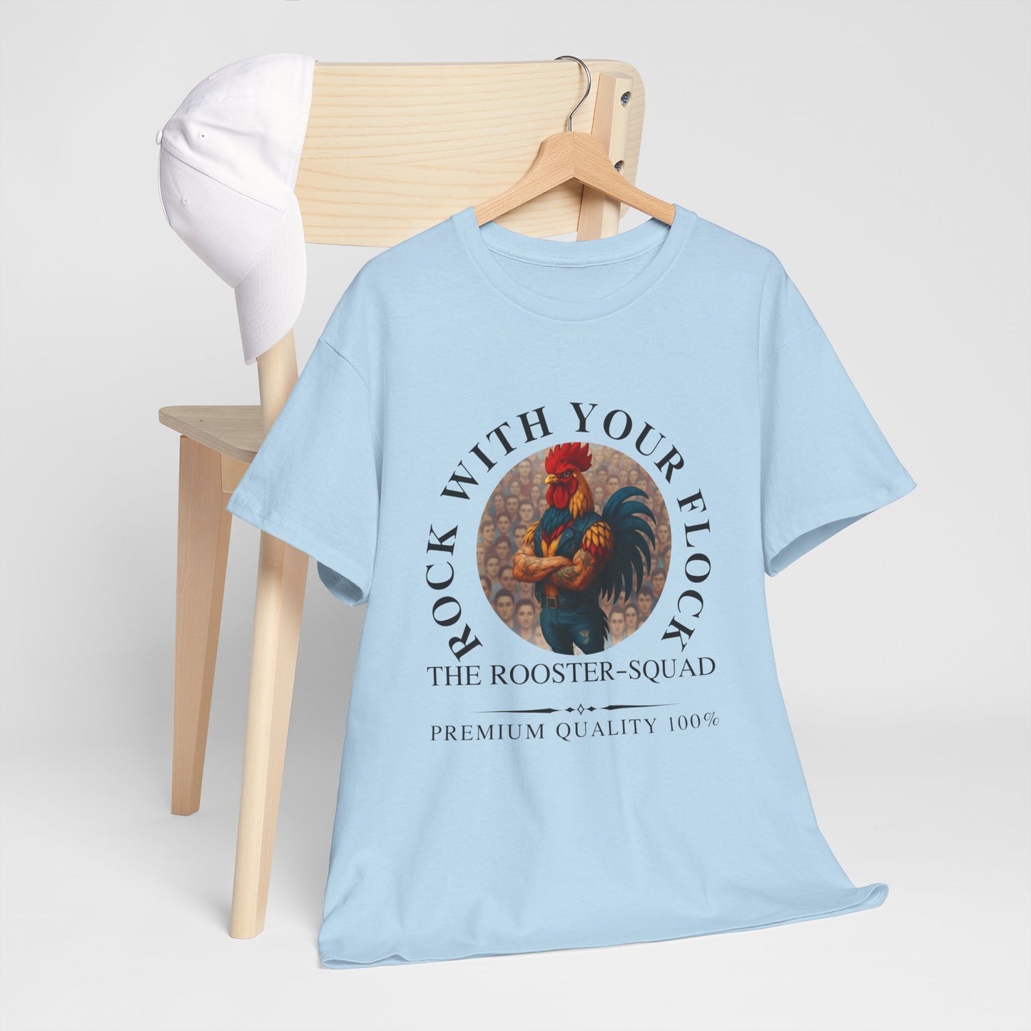 Rooster Squad Tee — "Rock With Your Flock" Vintage Rooster Graphic T-Shirt