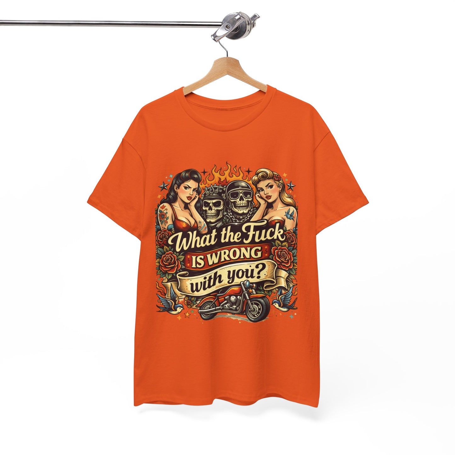 Vintage Skull & Pinup Tattoo Design __What the F*ck Is Wrong With You? Graphic Tee —