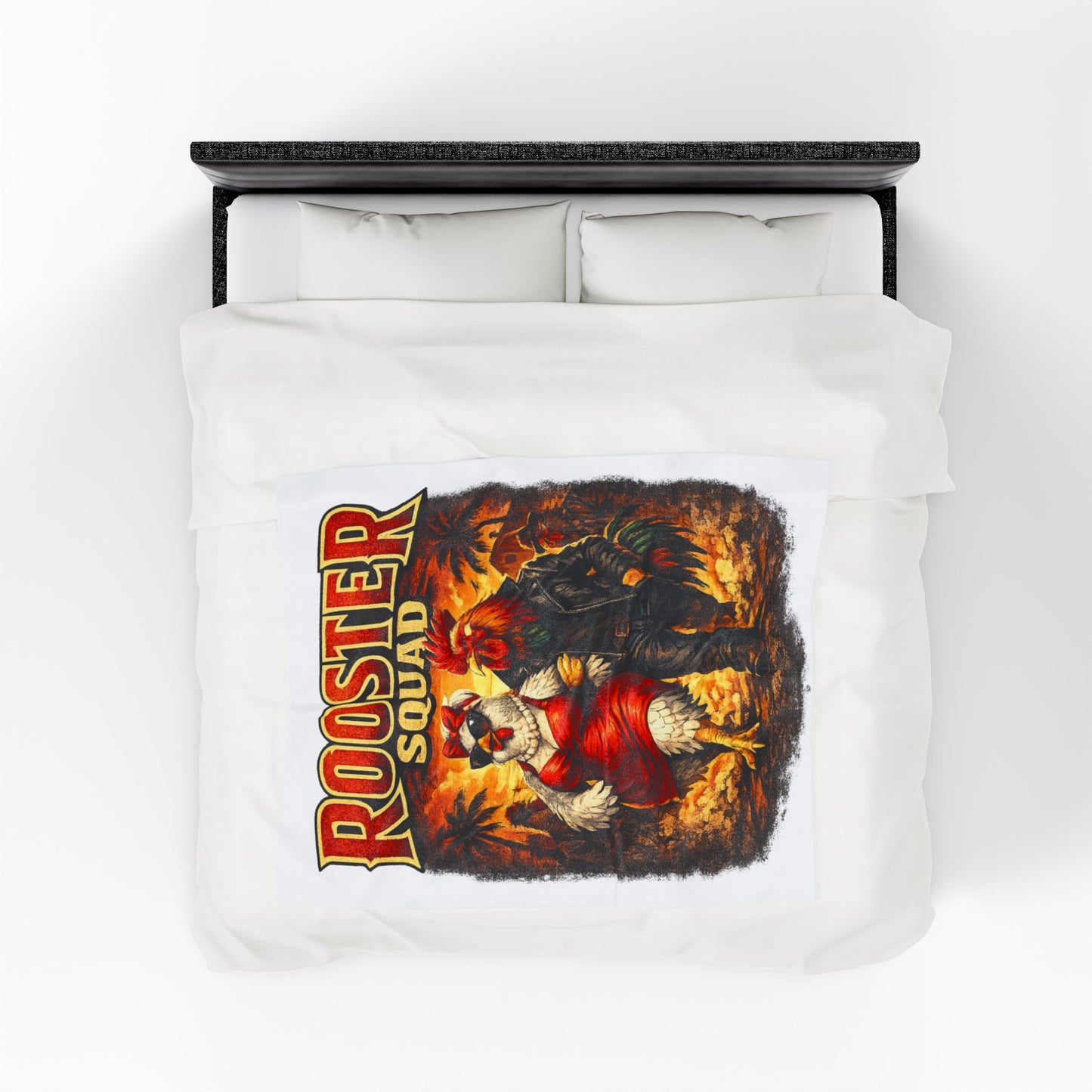 Rooster Squad Velveteen Plush Blanket — Cozy Farmhouse Throw for Chicken Lovers