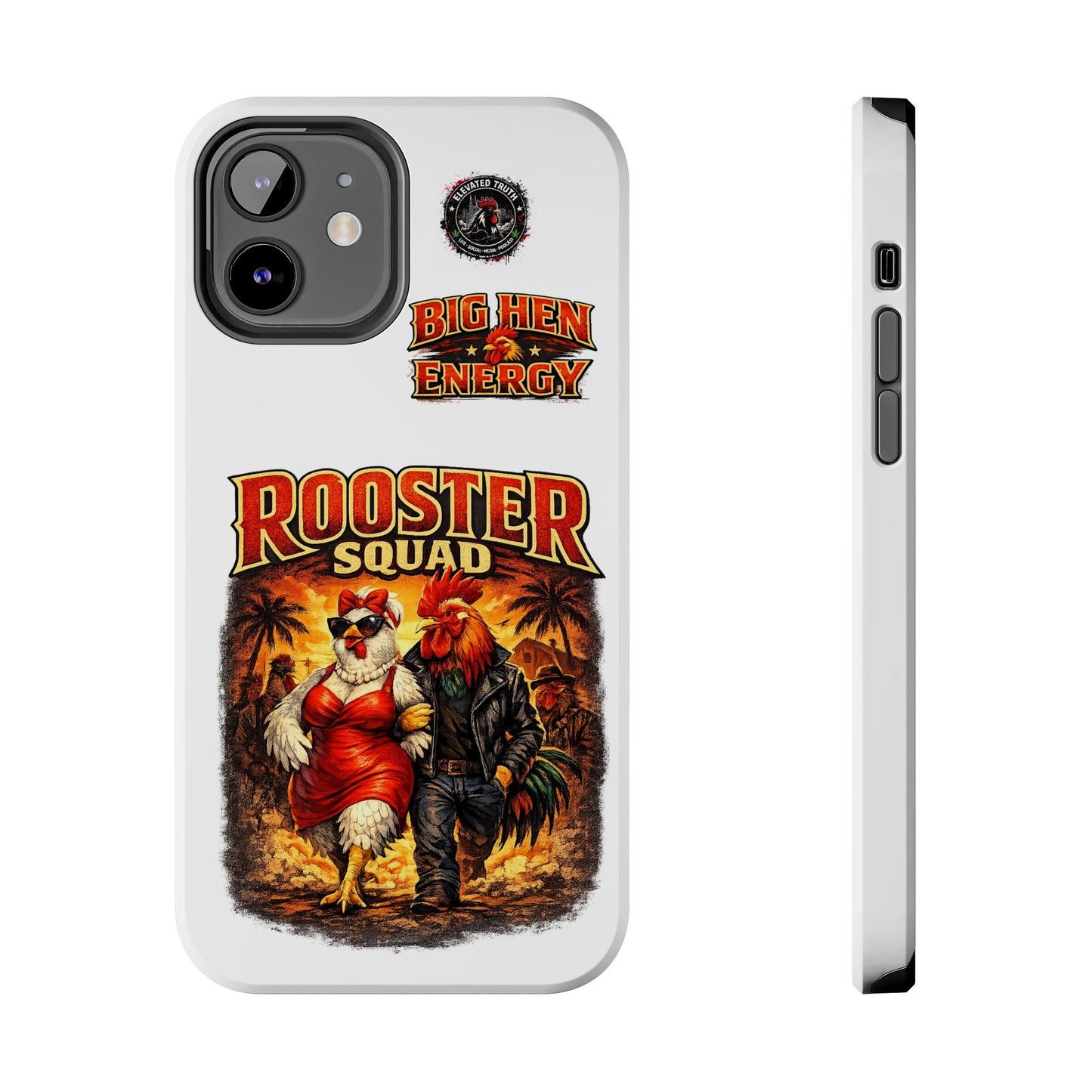 Rooster Squad Tough Phone Case – "Big Hen Energy" Retro Chicken Couple Design