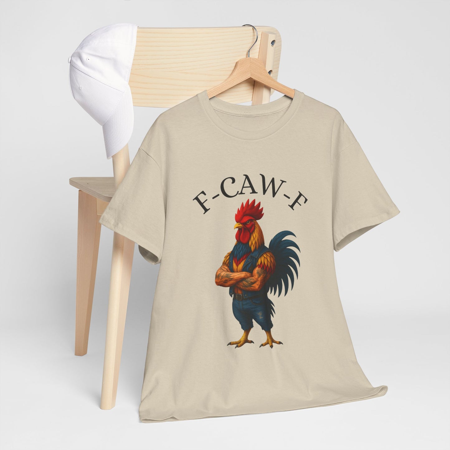 F-CAW-F Rooster Graphic Tee — Funny Rooster Illustration Shirt