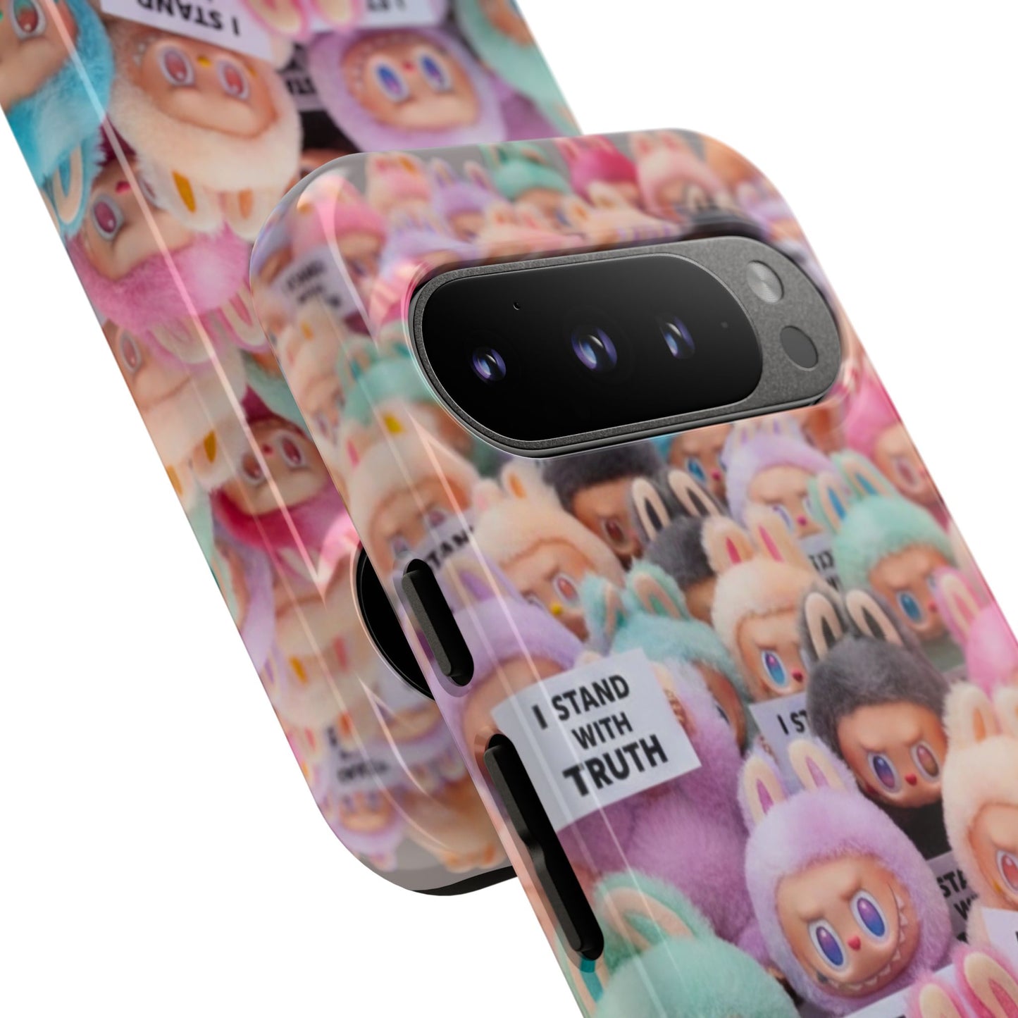 Cute Labubu  Phone Case — "I Stand With Truth" Pastel Doll Design