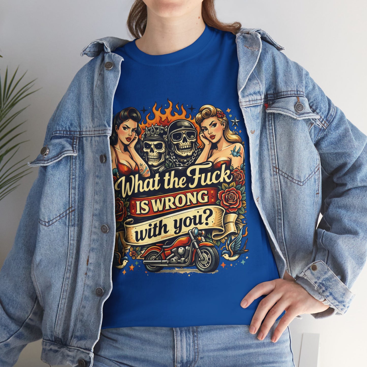Vintage Skull & Pinup Tattoo Design __What the F*ck Is Wrong With You? Graphic Tee —