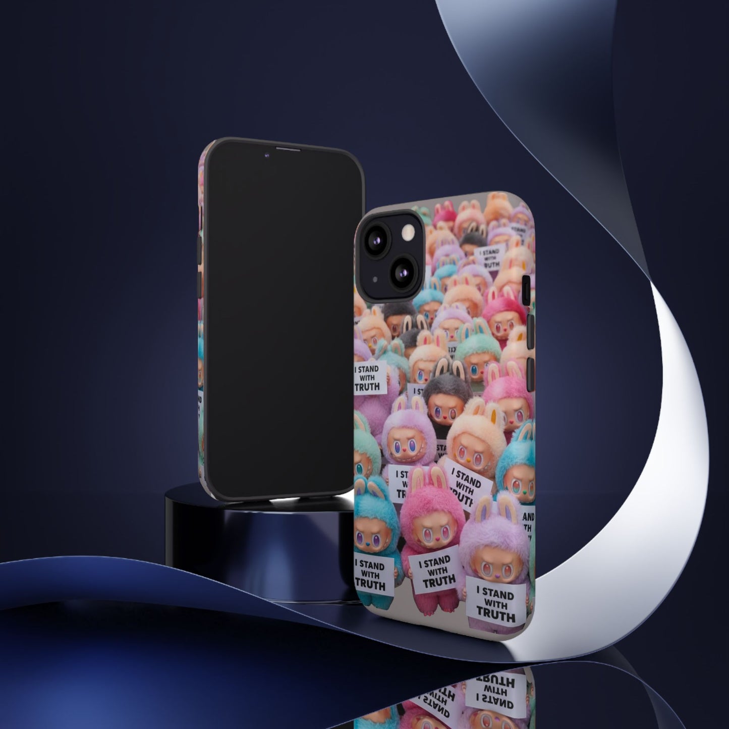 Cute Labubu  Phone Case — "I Stand With Truth" Pastel Doll Design