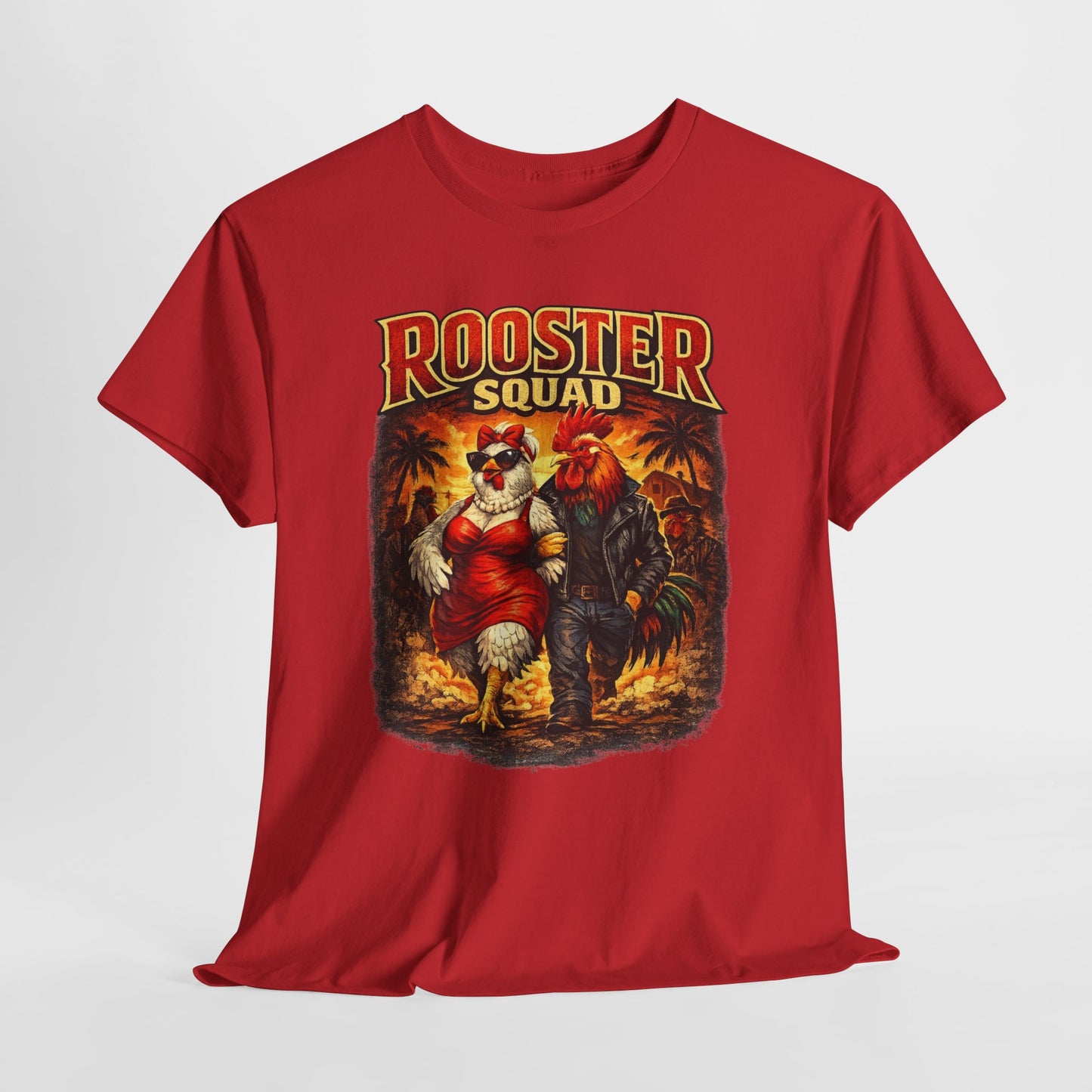 BIG ROOSTER ENERGY: Rooster Squad Vintage Graphic Tee – Retro Tropical Rooster Couple Shirt