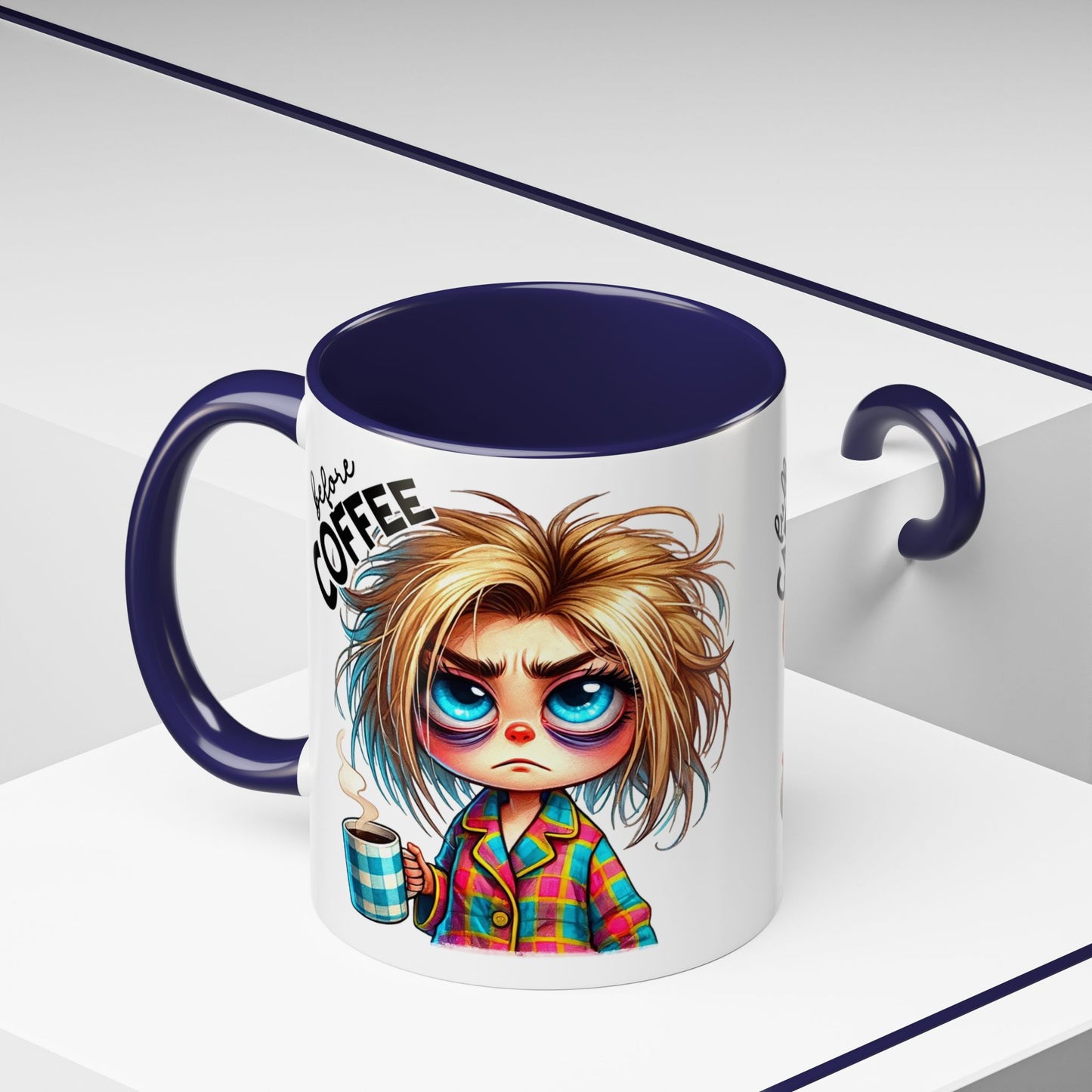 Accent Coffee Mug — Cute Blonde 'Fully Caffeinated' Coffee Lover Gift (11/15 oz)