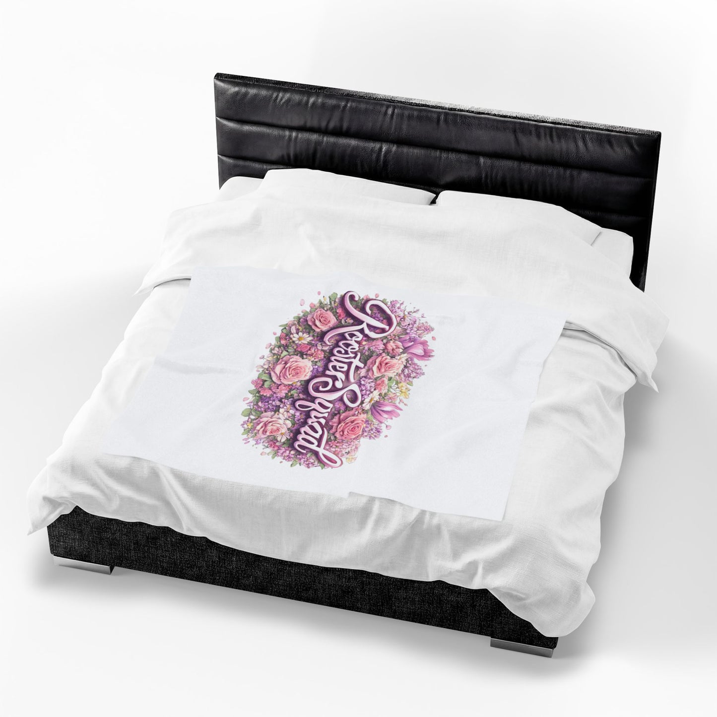 Rooster Squad Pink Floral Bouquet Velveteen Plush Blanket