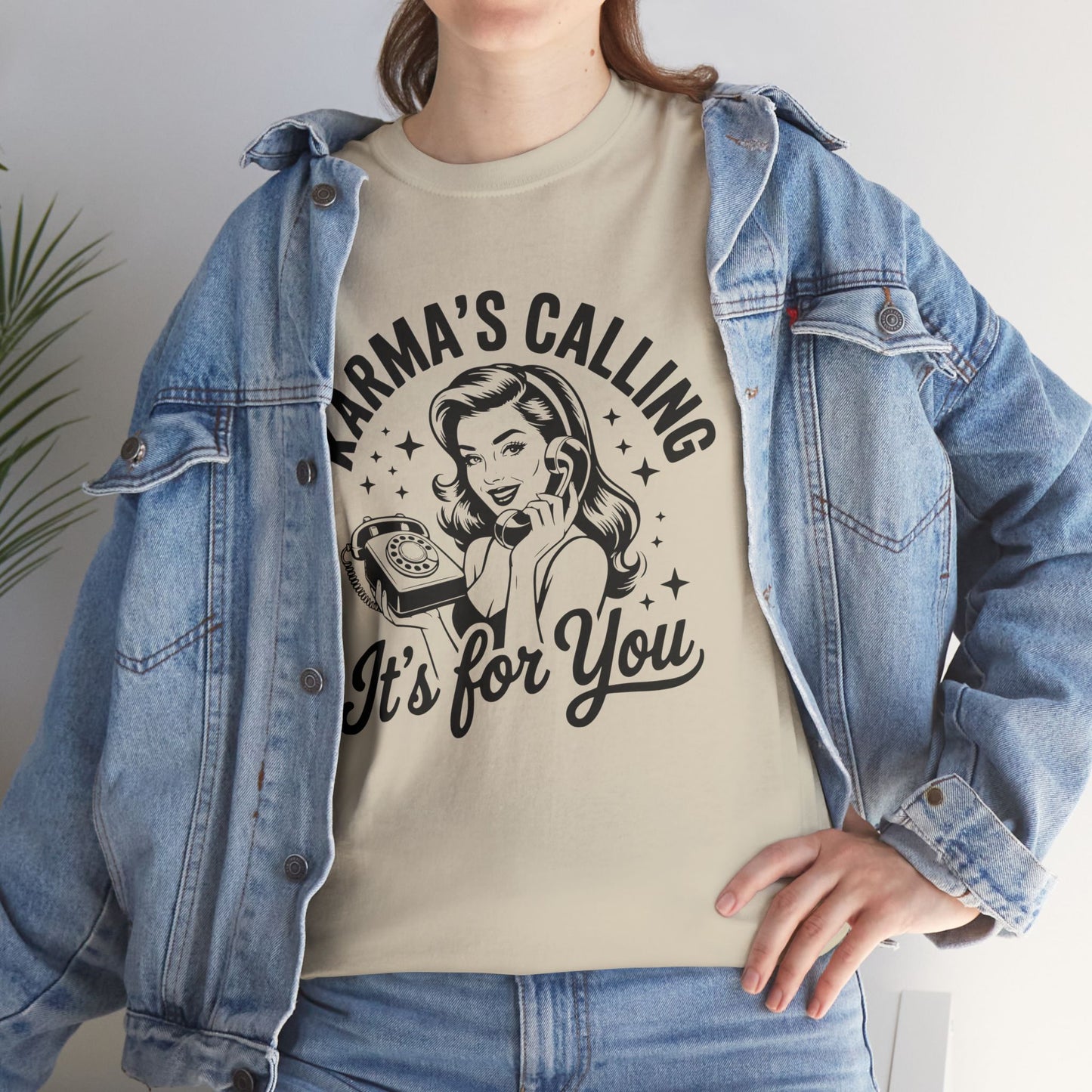 T‑Shirt — “Karma’s Calling, It’s for You” Retro Graphic Tee