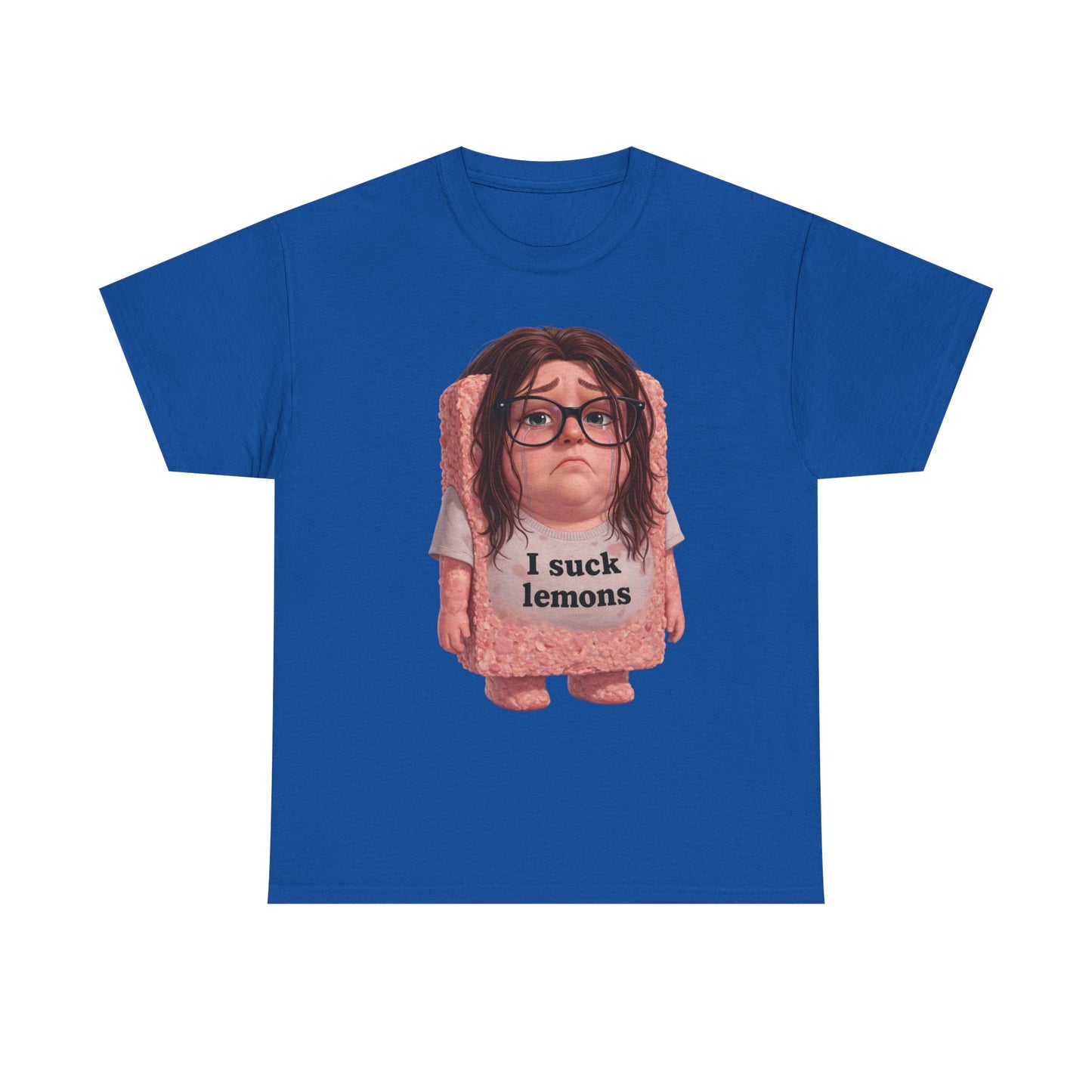 Graphic Tee — Cute Sad SPAM  Character with 'I suck lemons' Slogan