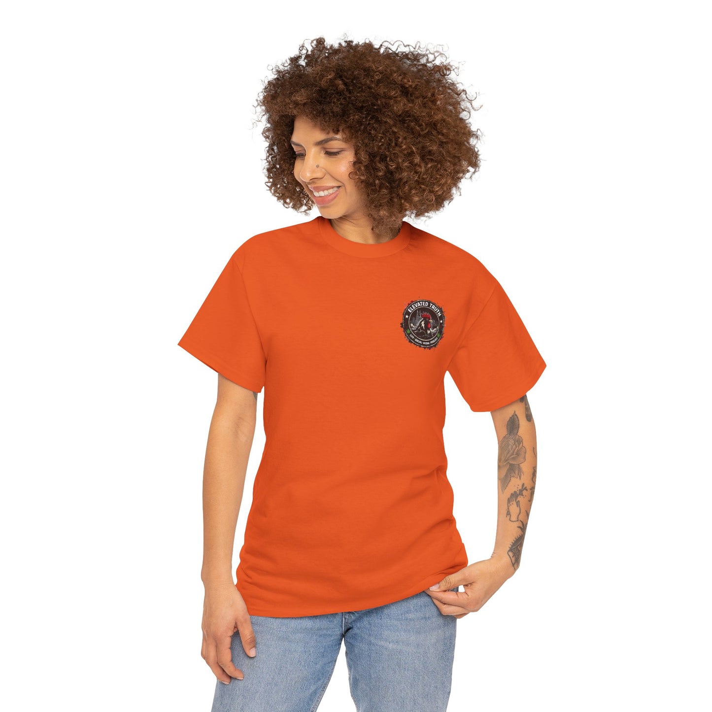Rooster Squad Graphic Tee — Vintage Firefighter-Style Back Print