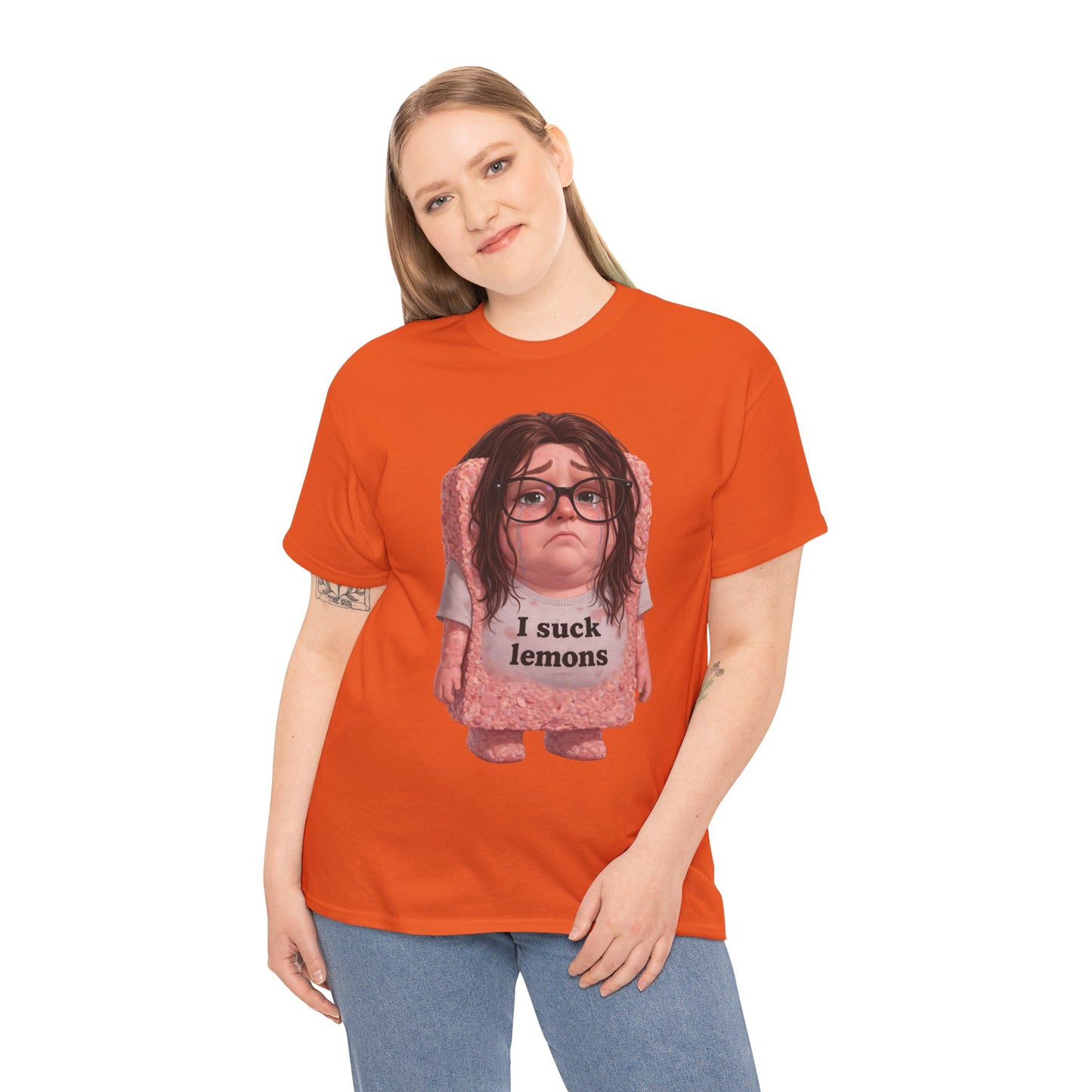 Graphic Tee — Cute Sad SPAM  Character with 'I suck lemons' Slogan