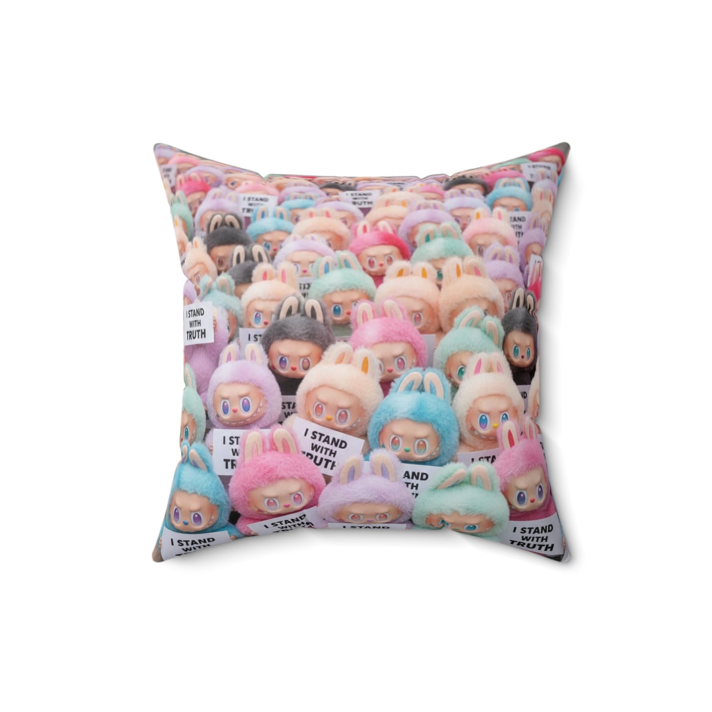 Cute LABUBU Decorative Pillow — "I Stand With Truth"