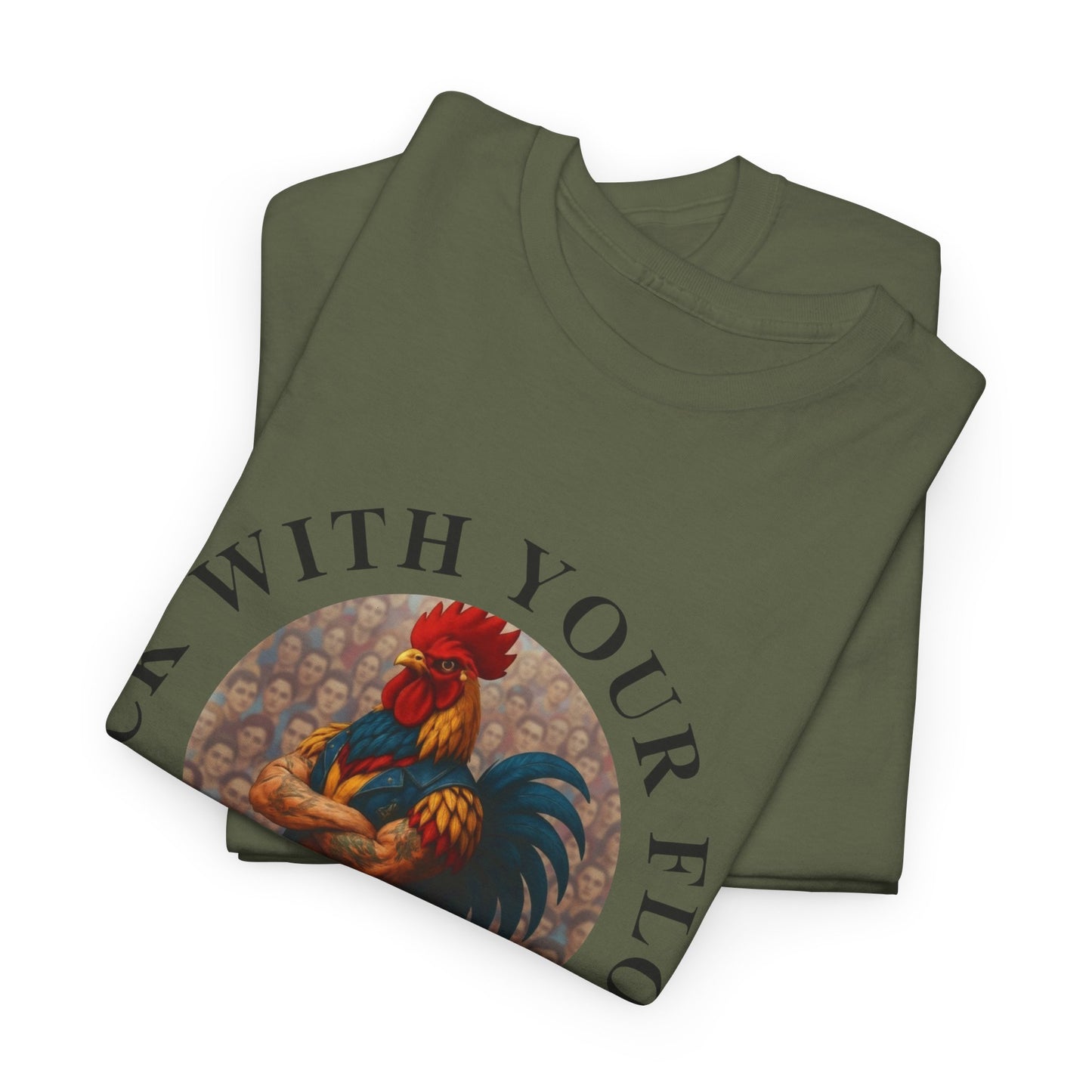 Rooster Squad Tee — "Rock With Your Flock" Vintage Rooster Graphic T-Shirt
