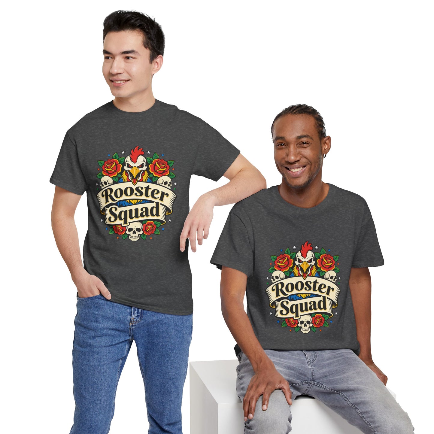 Rooster Squad T-Shirt — Vintage Tattoo Floral Rooster Tee