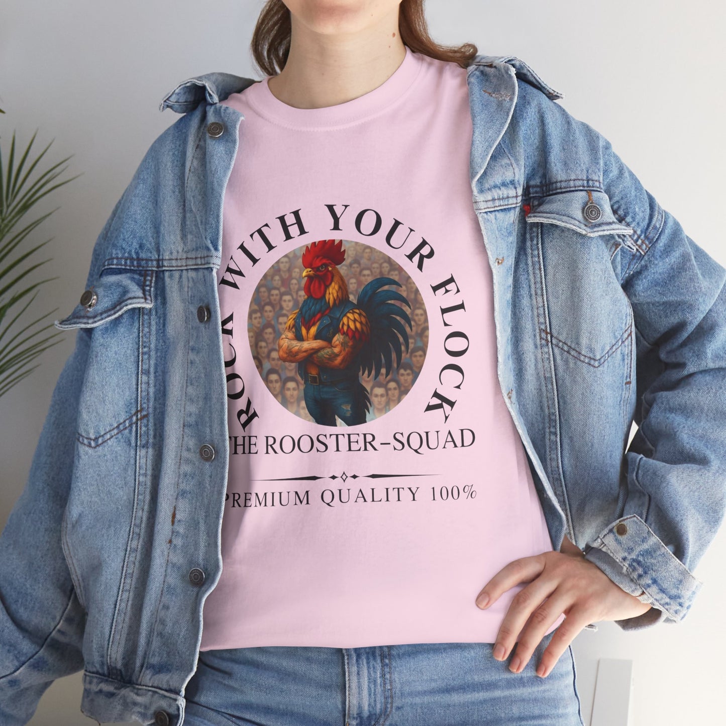 Rooster Squad Tee — "Rock With Your Flock" Vintage Rooster Graphic T-Shirt