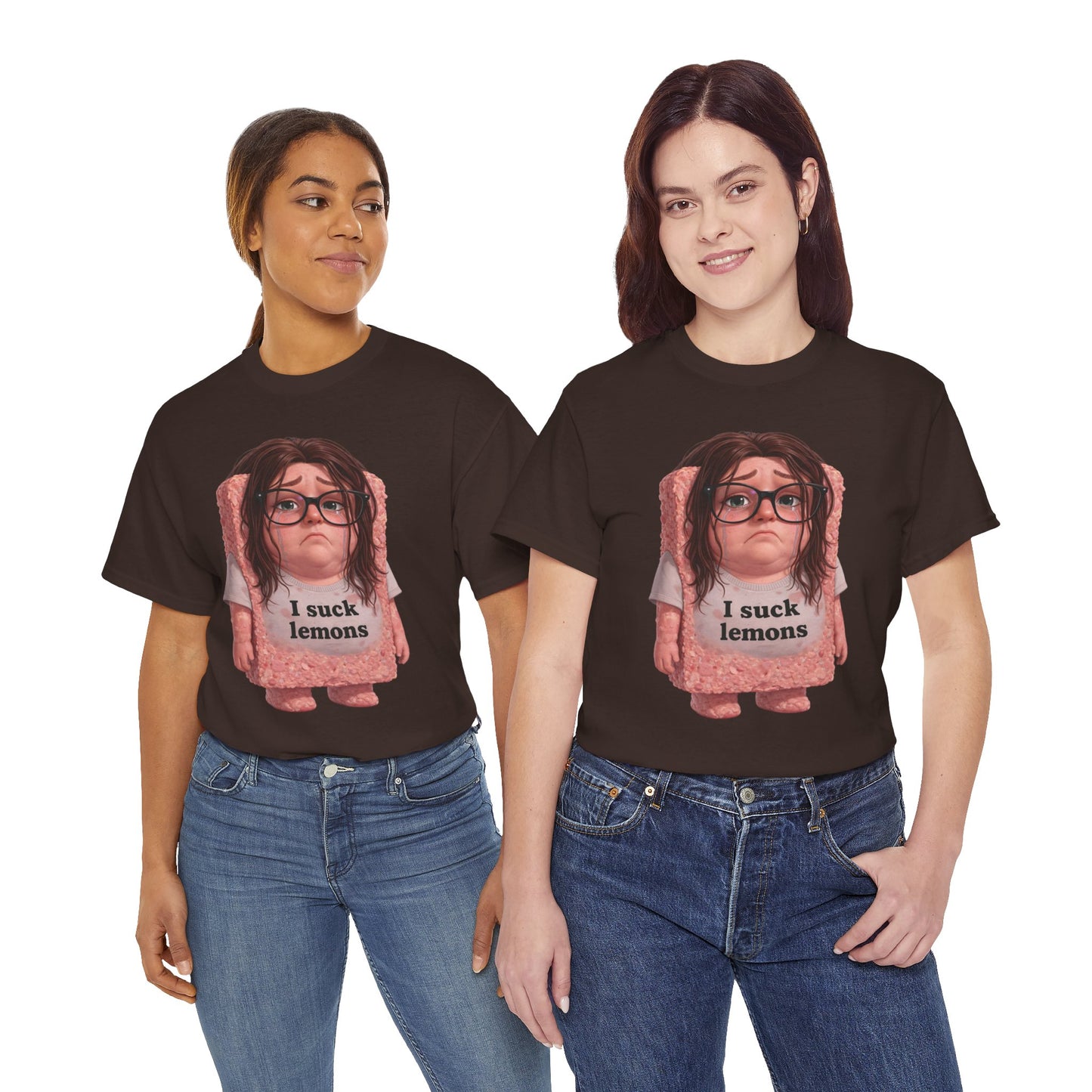 Graphic Tee — Cute Sad SPAM  Character with 'I suck lemons' Slogan