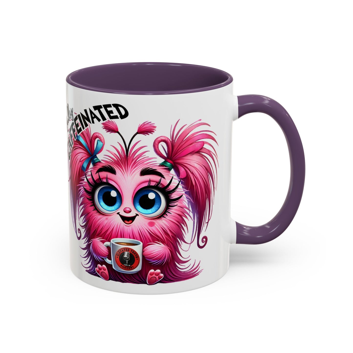 Accent Coffee Mug — "Scary Before Coffee, Extra Sparkly Cute After Coffee" Cute Girl Monster Coffee Mug (Girlfriend Gift)