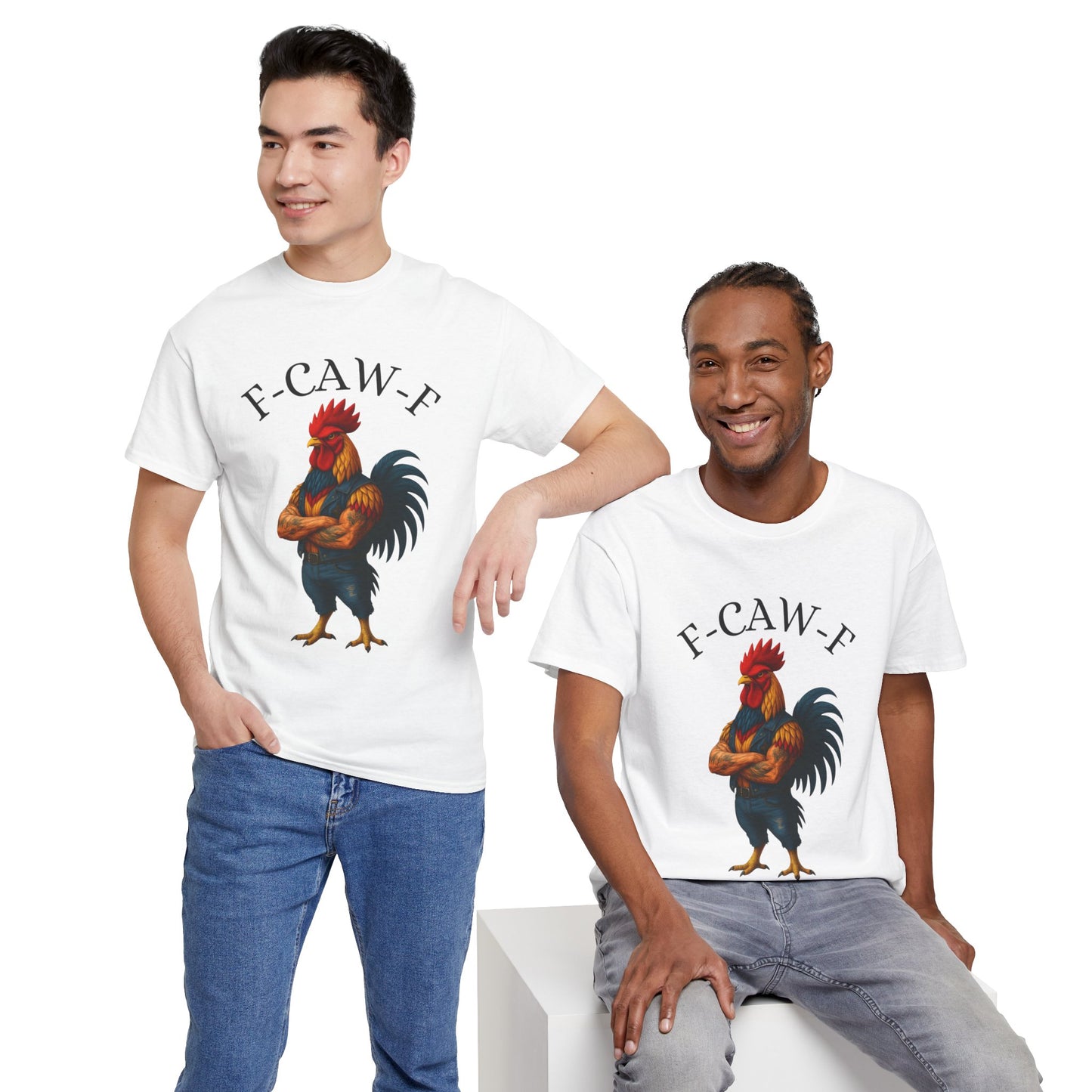 F-CAW-F Rooster Graphic Tee — Funny Rooster Illustration Shirt