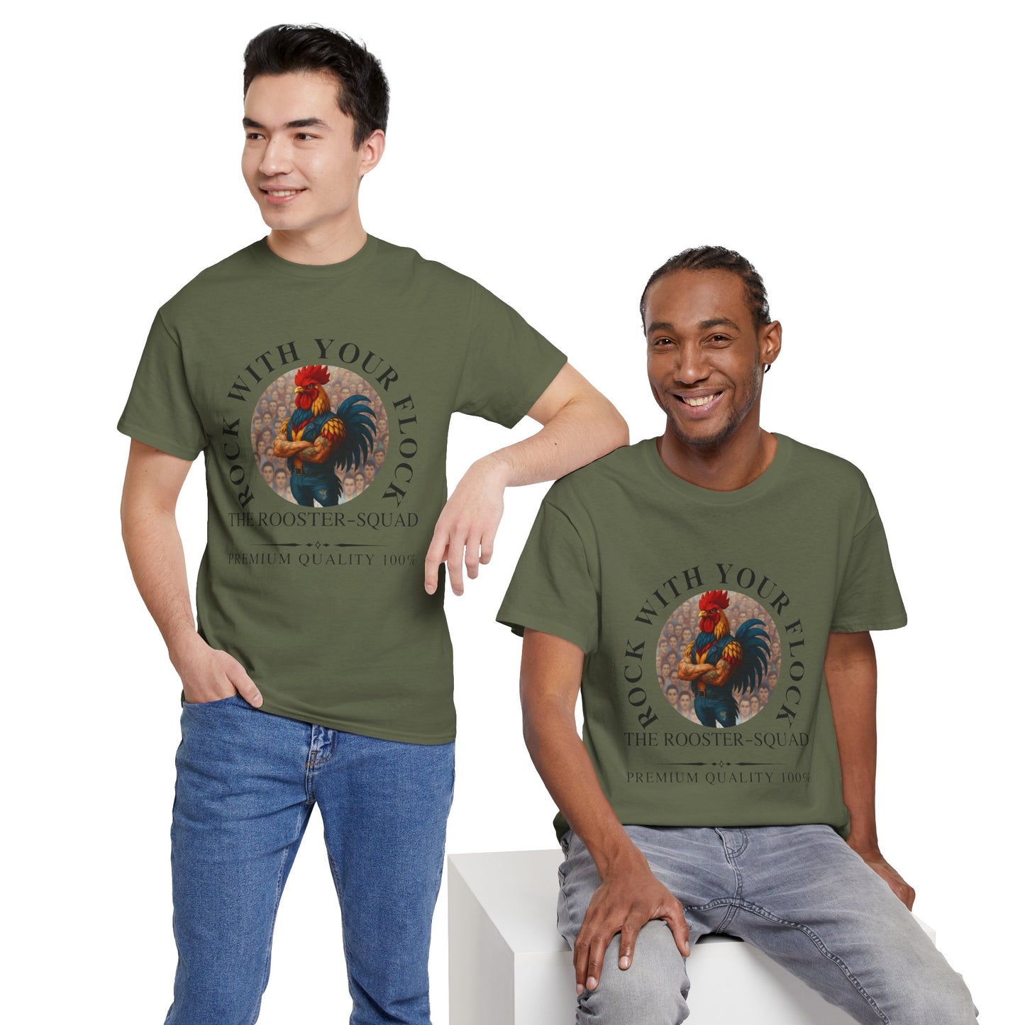 Rooster Squad Tee — "Rock With Your Flock" Vintage Rooster Graphic T-Shirt